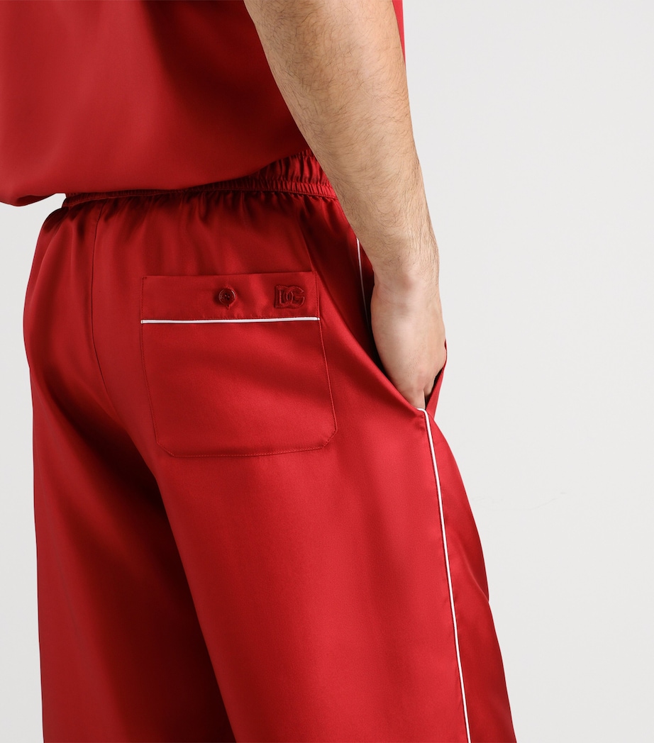 Dolce&Gabbana Mens Silk Shorts Dark Red Image 4