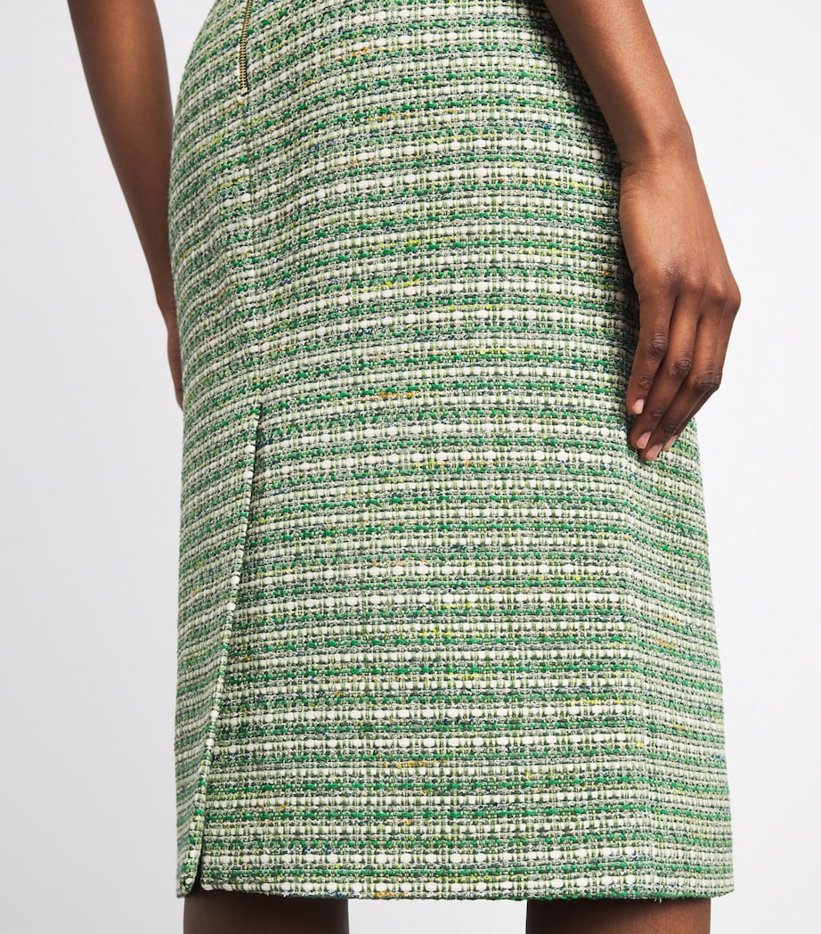 Carolina Herrera Womens Tweed Pencil Skirt Green Multi Image 3
