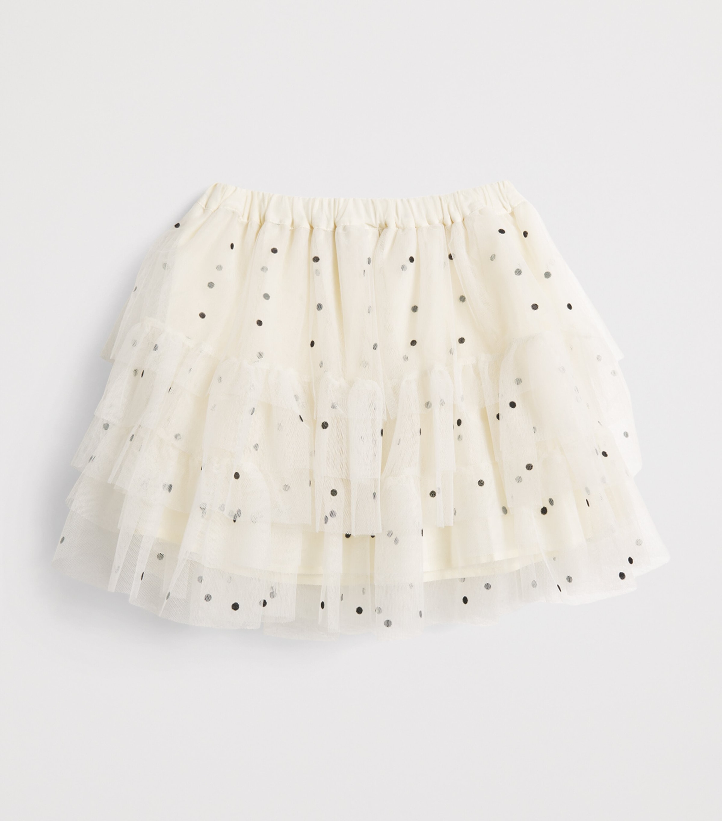 Bonton Tulle Polka-Dot Skirt (2-14 Years) Milk Image 2