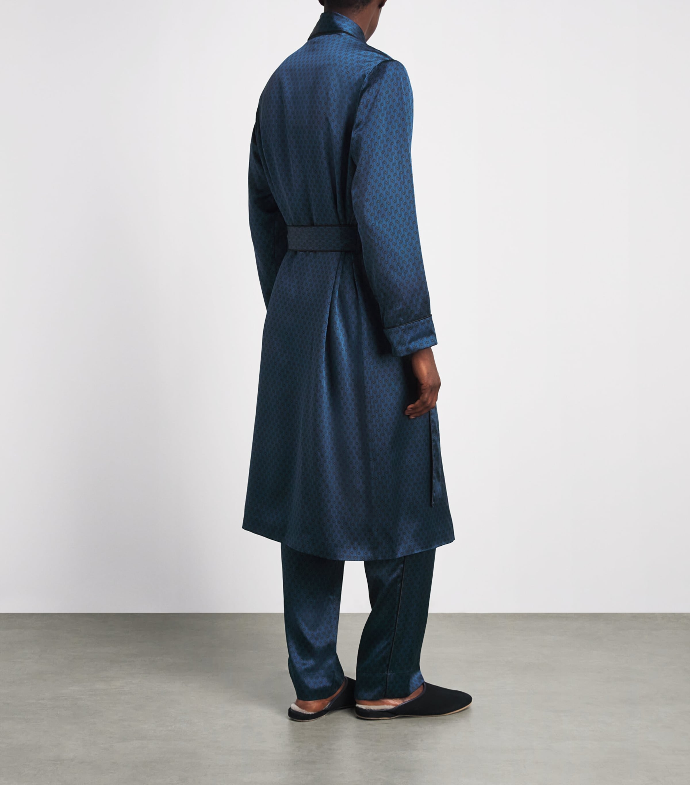 Olivia von Halle Mens Silk Twill Geometric Mescal Robe Orion Image 4