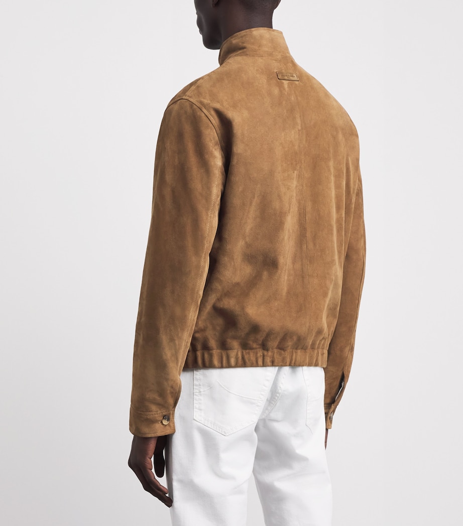 JACOB COHËN Mens Suede Zip-Up Jacket Brown Image 5