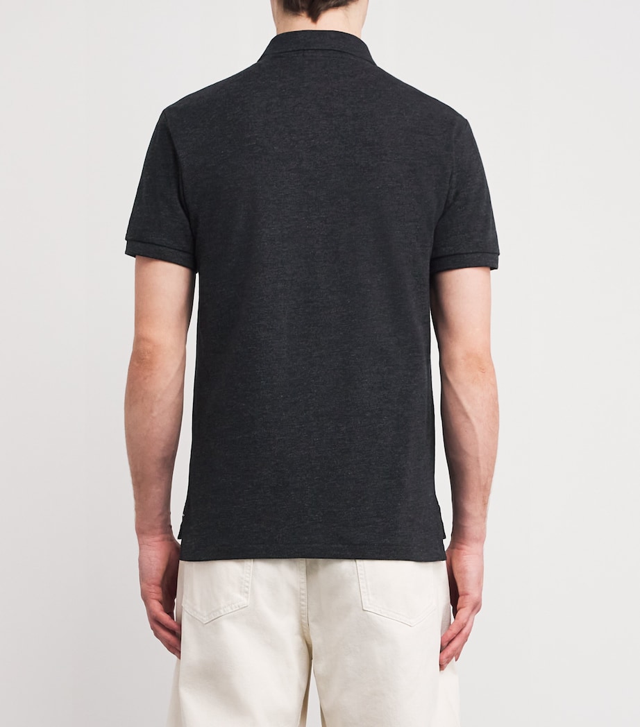 Polo Ralph Lauren Mens Cotton Mesh Slim-Fit Polo Shirt Black Marl Heather Image 4