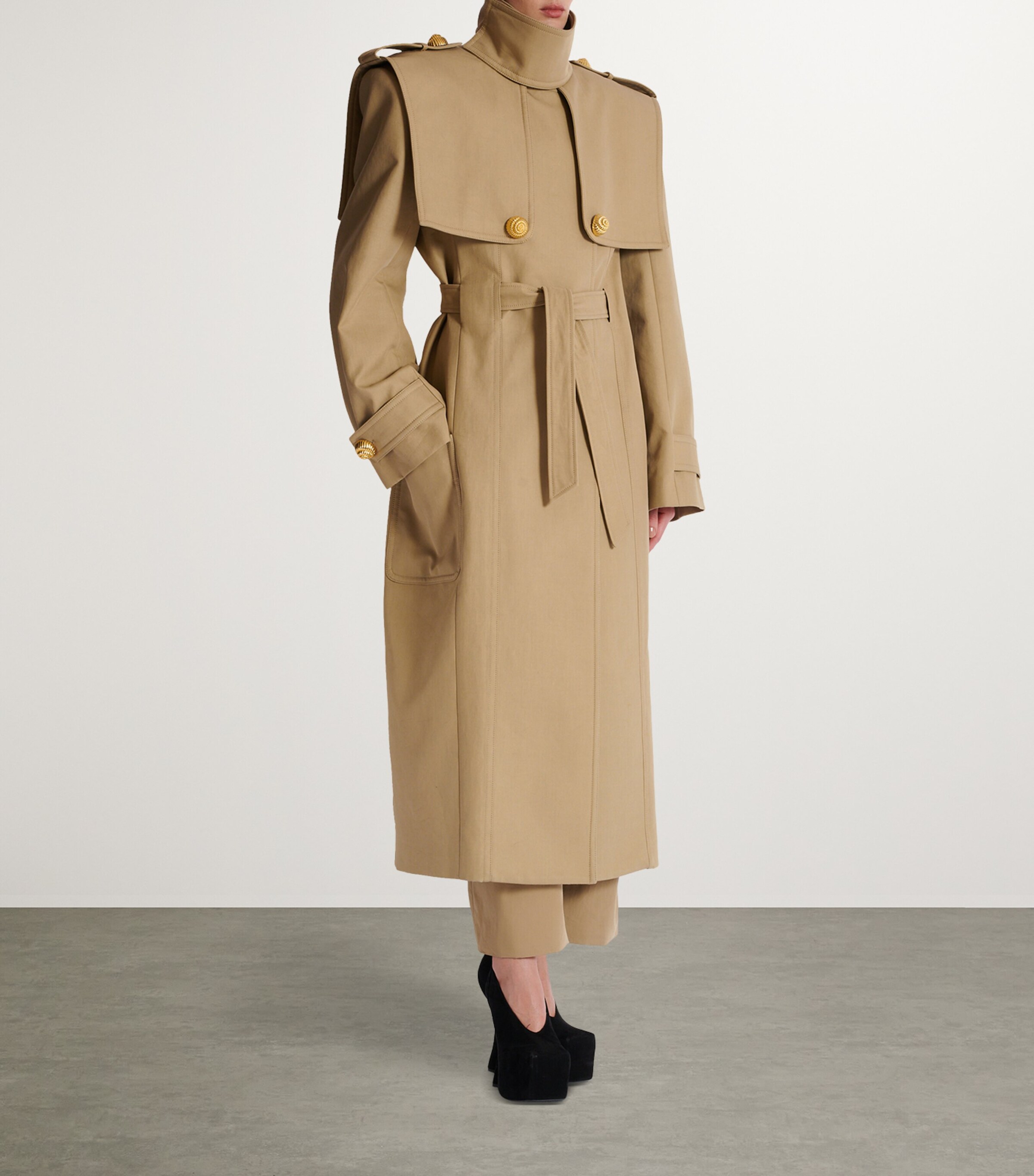 トレンチコート BALMAIN TRENCH COAT (CF1TL085CE66 0DC) Balmain - Beige double-breasted trench coat CF1TL085CE66