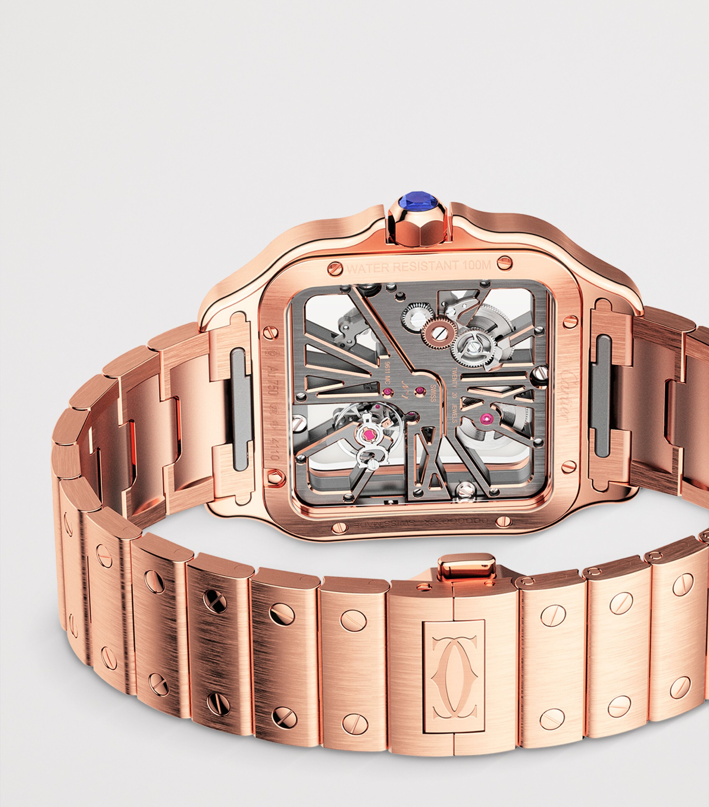 Cartier Large Rose Gold Santos de Skeleton Watch 28mm Rose Gold Image 6