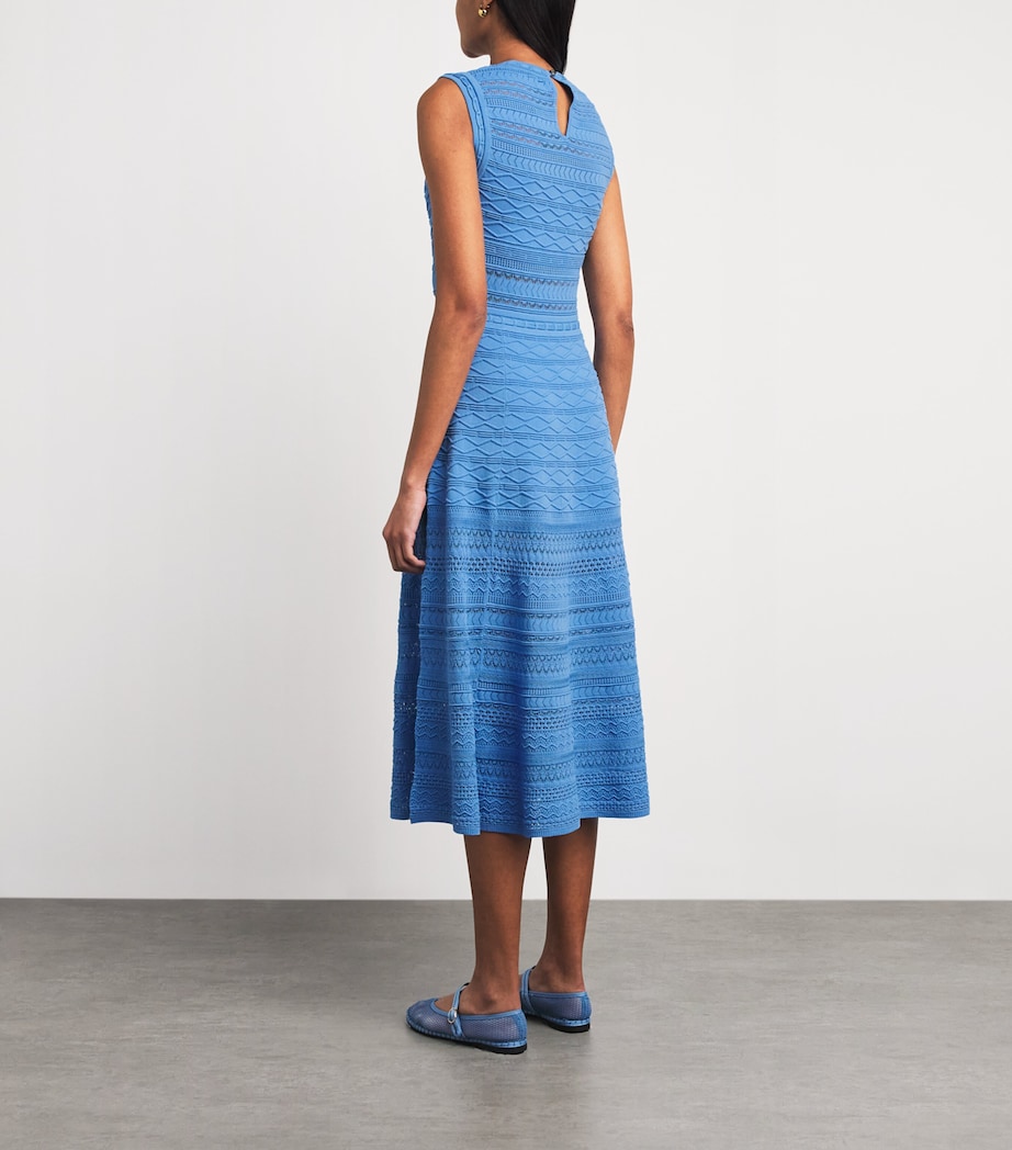 Maje Womens Pointelle-Knit Midi Dress Blue Image 4