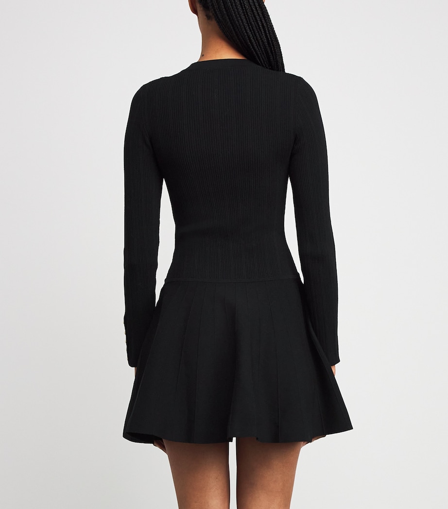Rib-Knit Mini Dress BLACK Image 4