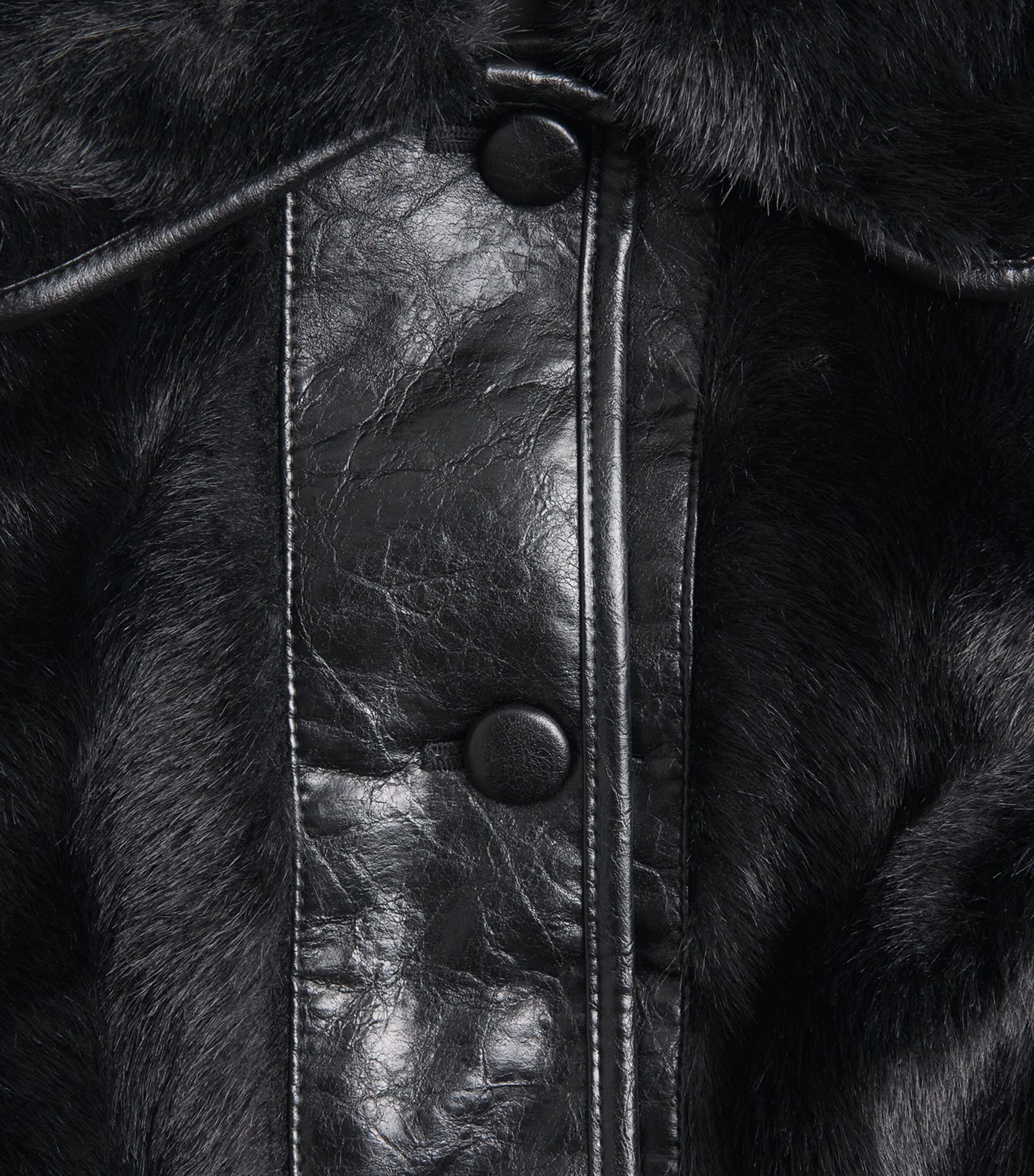 Claudie Pierlot Womens Faux Fur and Leather Jacket Black Image 6