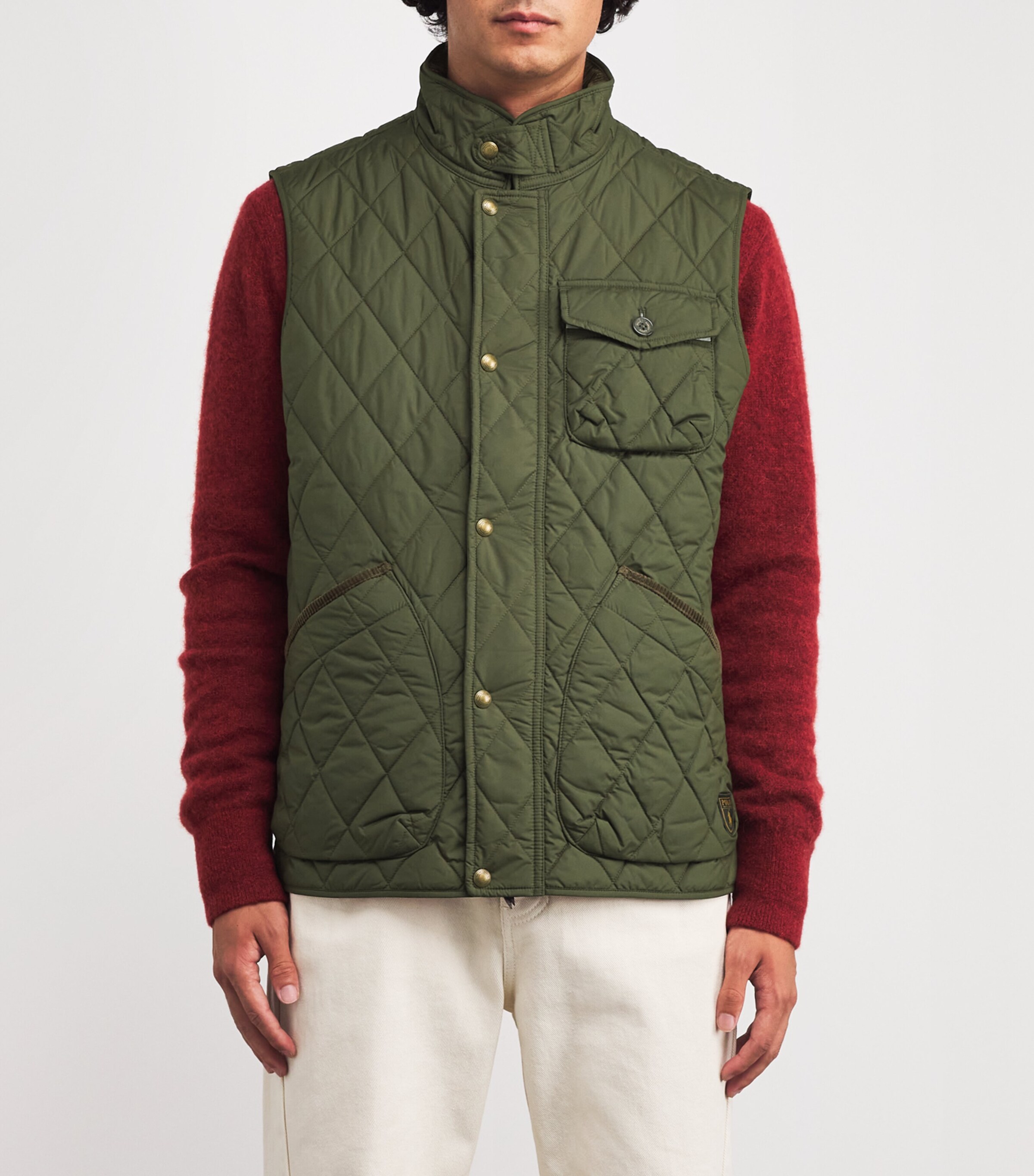 Water-Repellent Quilted Beaton Utility Gilet DARK GREEN Image 3