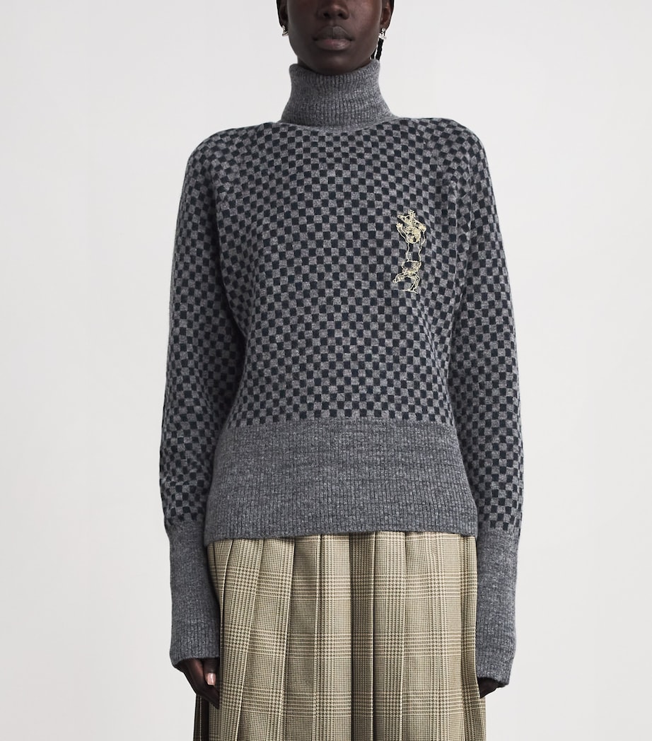 Vivienne Westwood Womens Checkmate Rollneck Sweater Melange/nvy Image 4