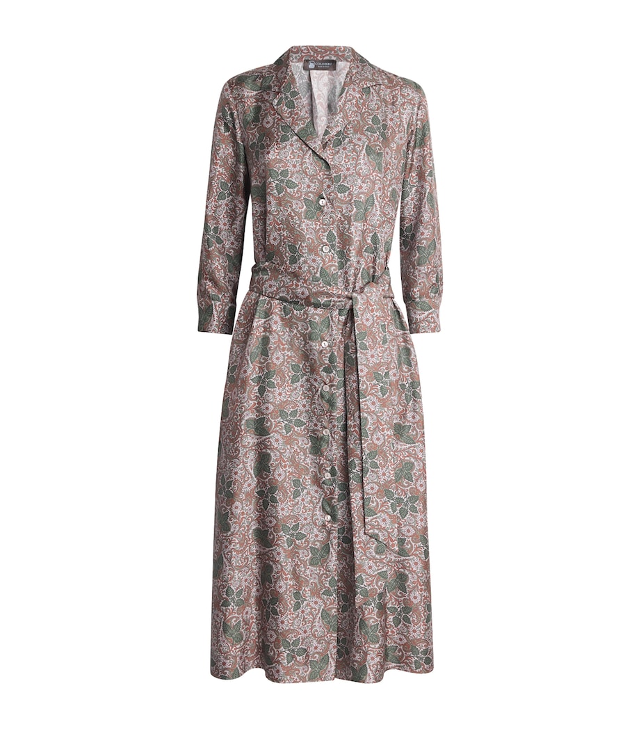Colombo Womens Silk Printed Midi Shirt Dress Paisley Print Image 1