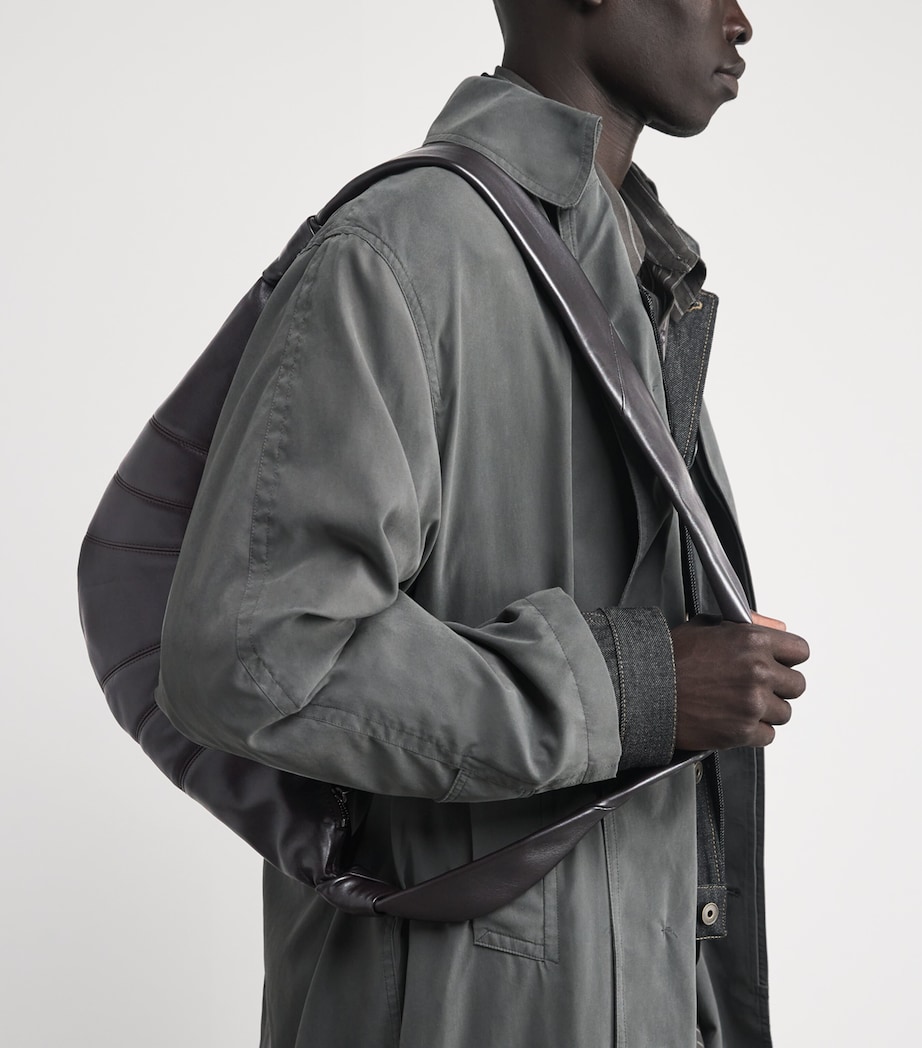 Medium Grained Leather Croissant Shoulder Bag DARK CHOCOLATE BR490 Image 2