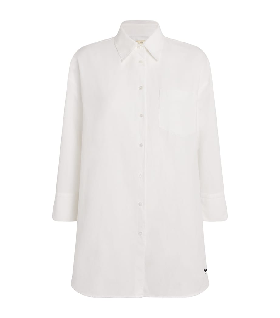 Cotton Cropped-Sleeve Oxford Shirt WHITE Image 1