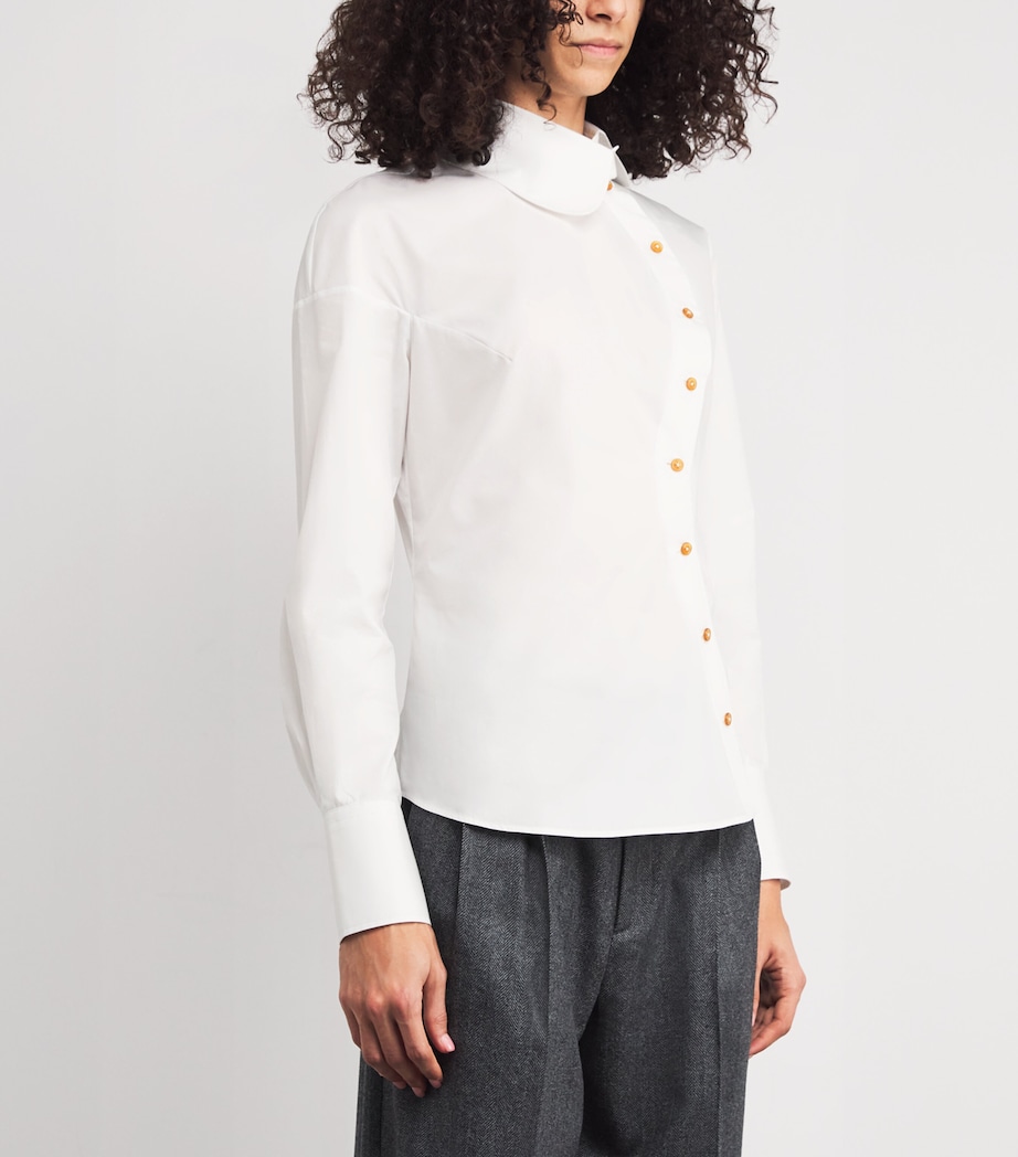 Cotton Poplin Asymmetric Bella Shirt WHITE Image 3