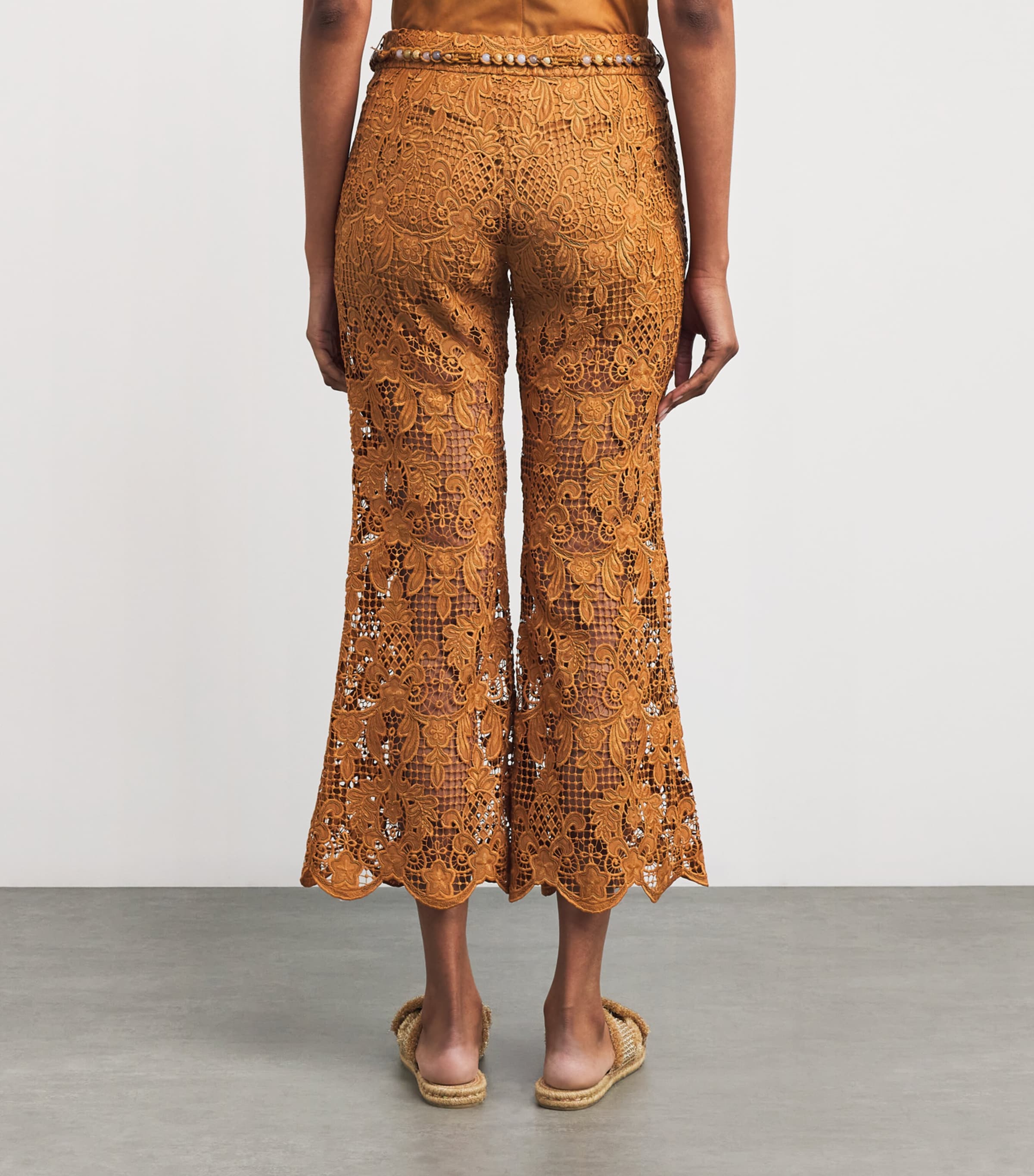 Zimmermann Womens Lace Coco Flared Trousers Bis Biscuit Image 4