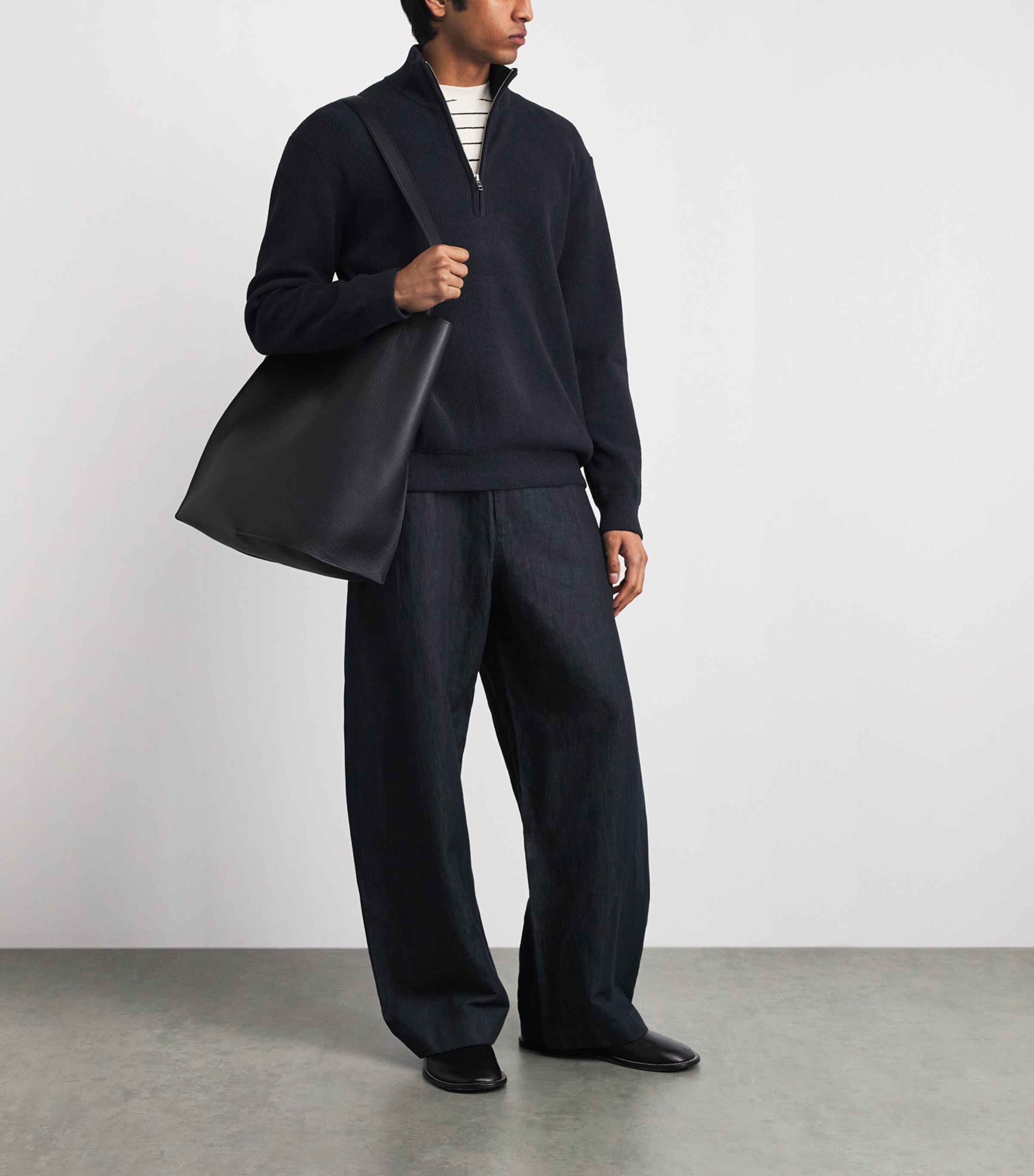 NN07 Mens Danny Half-Zip Sweater Navy Blue Image 2