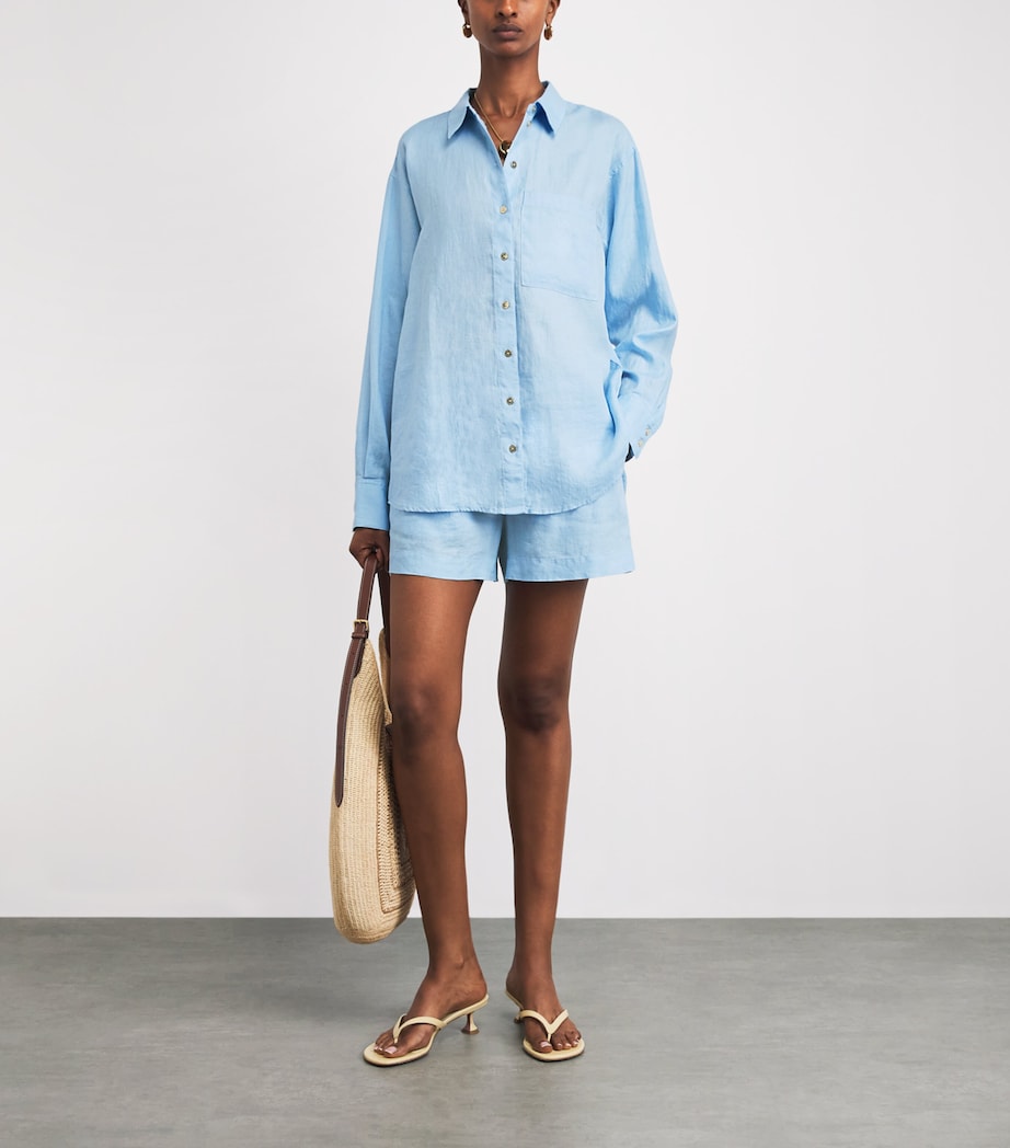 Heidi Klein Womens Linen Ponza Shirt Blu Blu Image 2
