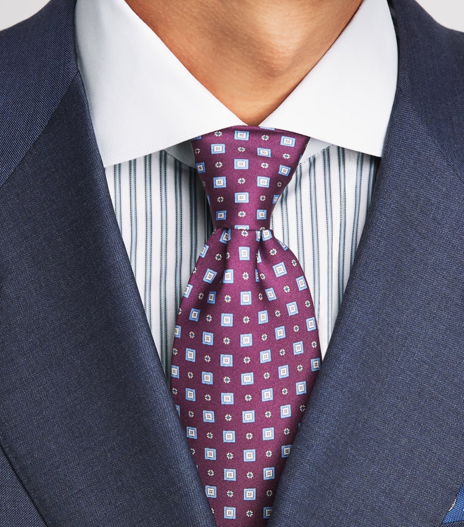 Eton Mens Cotton Stripe Slim Fit Shirt Light Blue Image 3