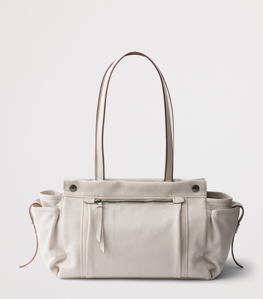 Prada Large Leather Route Tote Bag Neutral Image 3