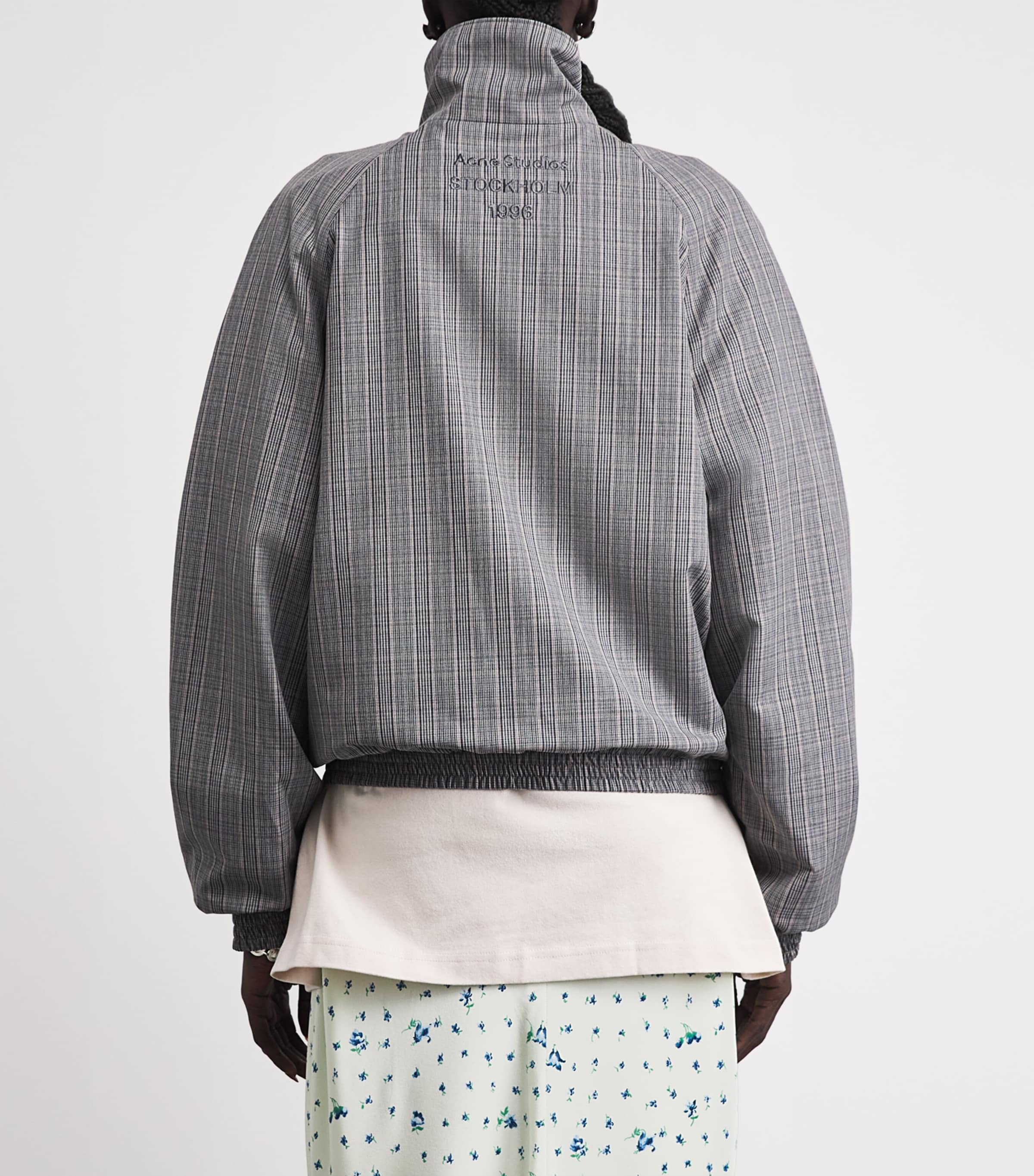 Acne Studios Womens Check Tailored Bomber Jacket Multi Grey Image 5