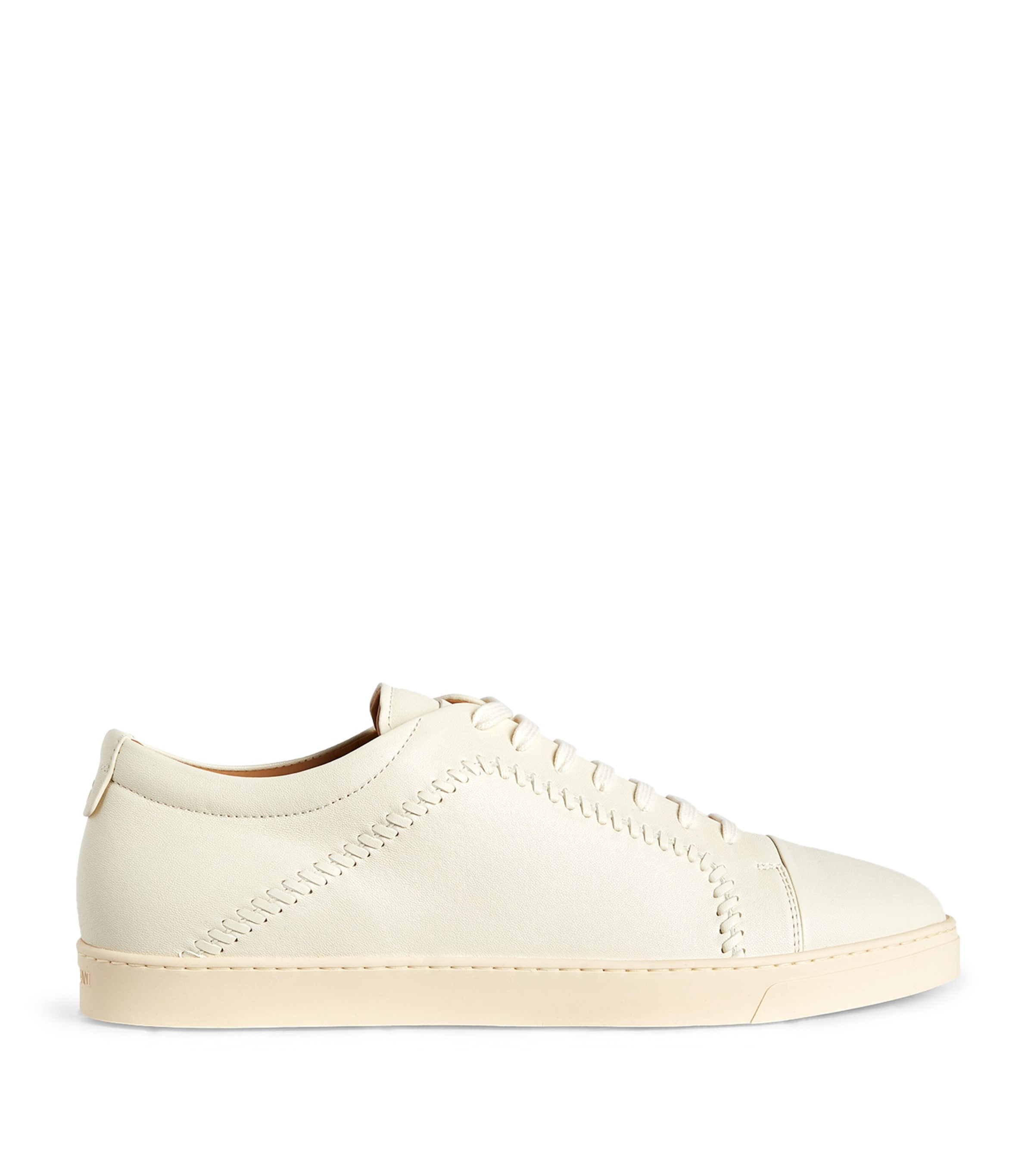 Shop Giorgio Armani Lambskin Low-top Sneakers In White