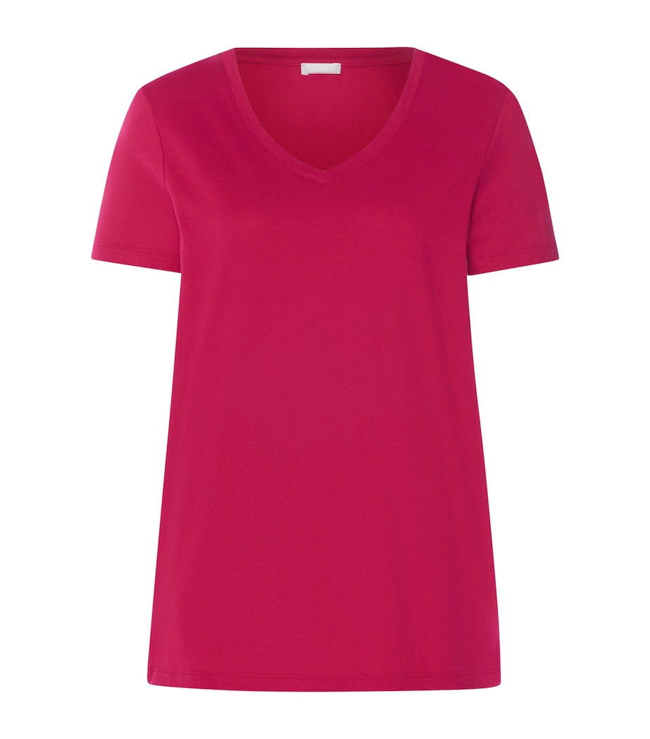 Hanro Womens Stretch-Cotton Sleep & Lounge T-Shirt Light Sangria Image 1