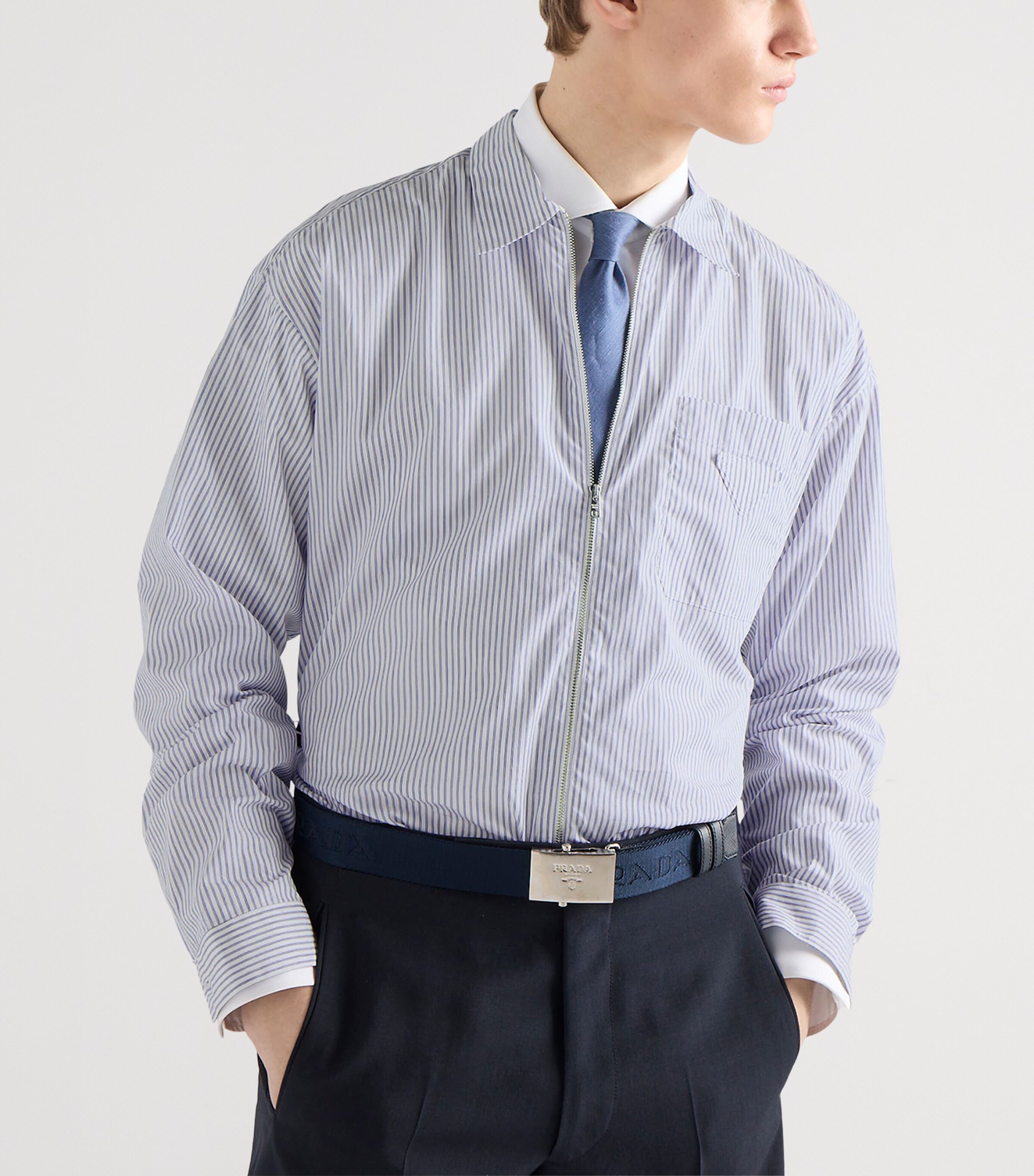 Prada Cotton Stripe Zip Shirt Image 3