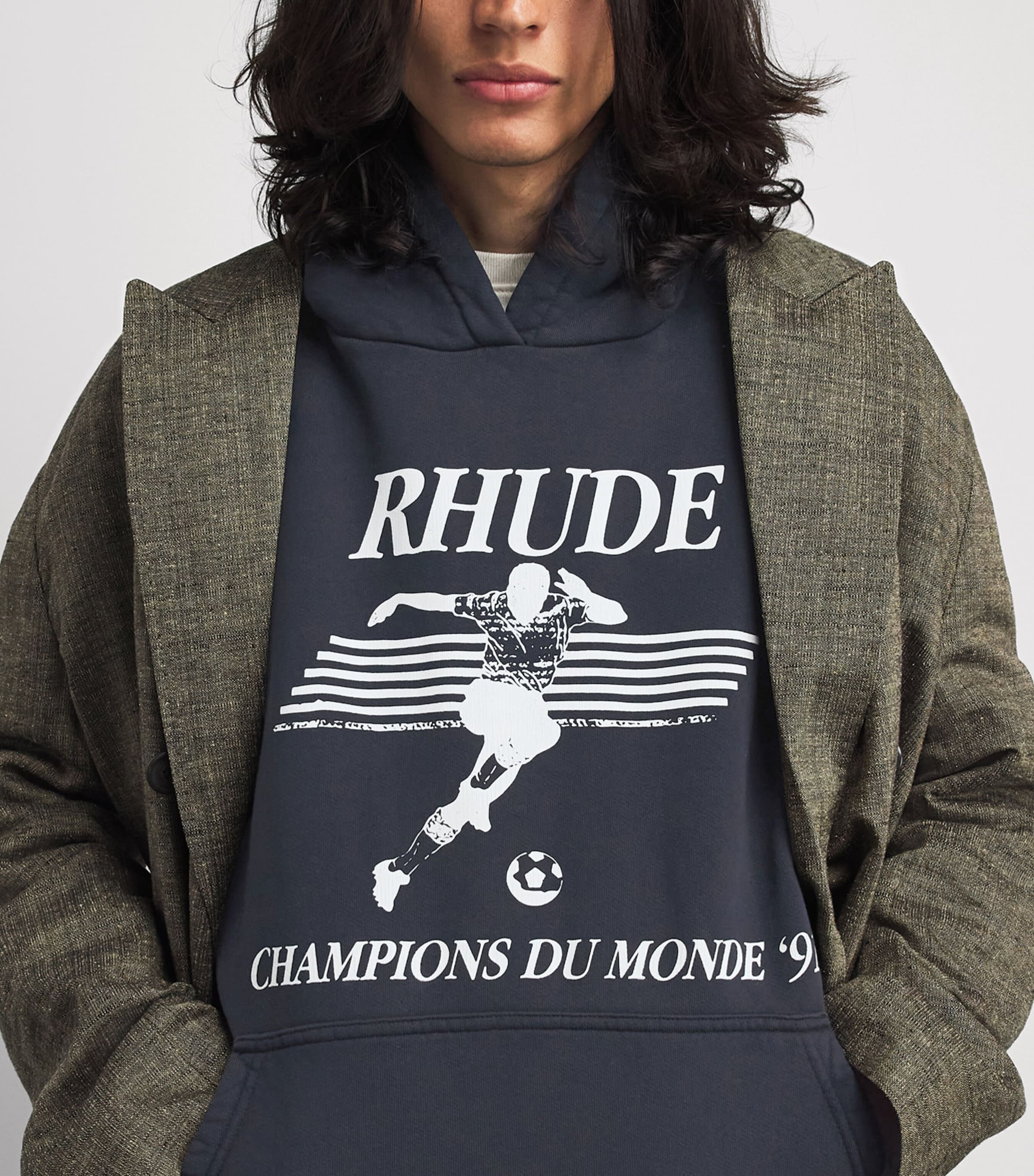 Rhude Mens Cotton Set Piece Hoodie Vntg Blk/wht Image 3