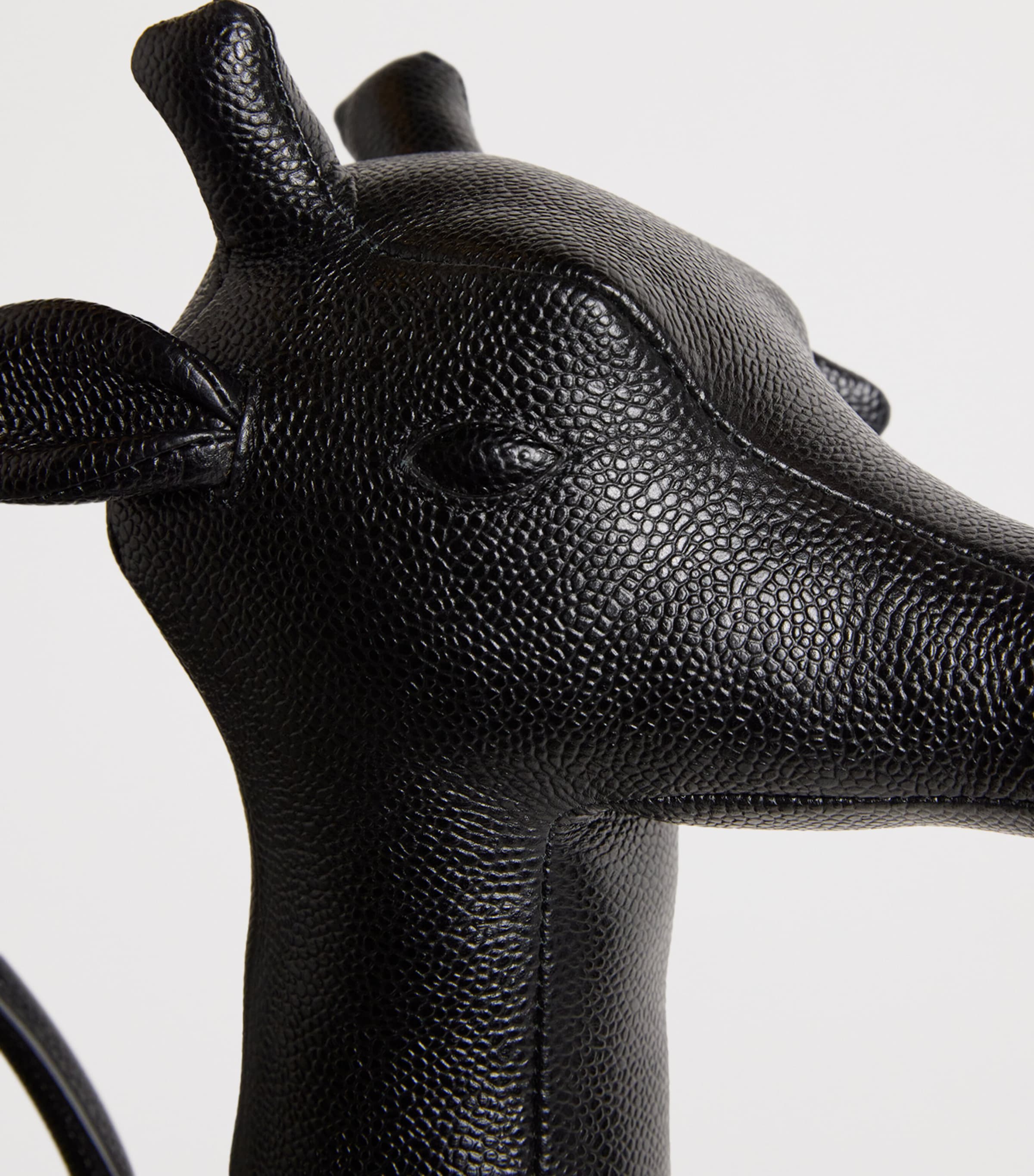 Leather Giraffe Top-Handle Bag BLACK Image 4