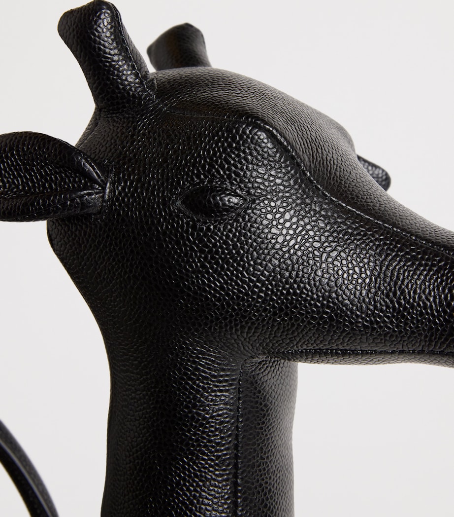 Leather Giraffe Top-Handle Bag BLACK Image 4