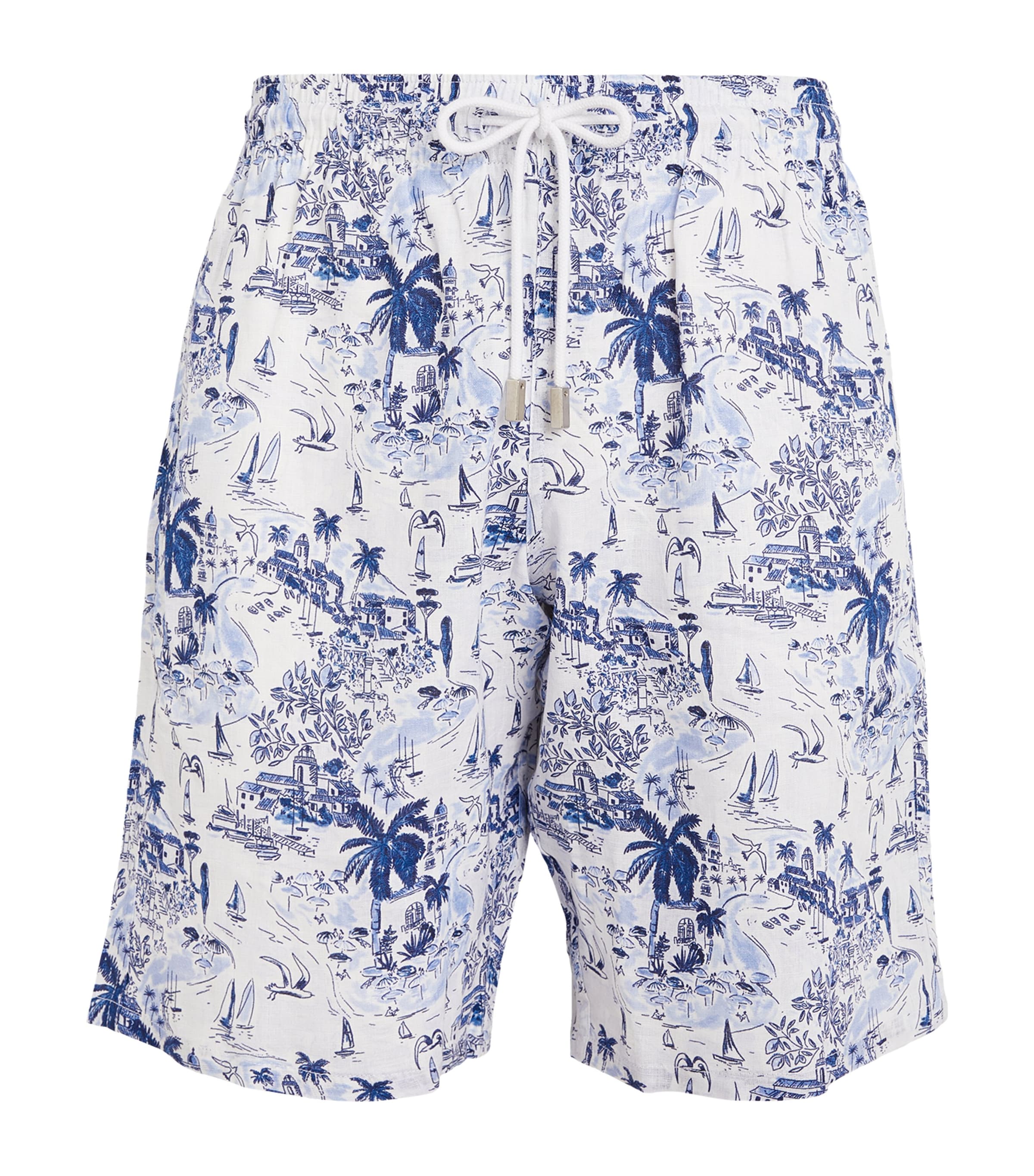 Shop Vilebrequin Linen Riviera Print Shorts