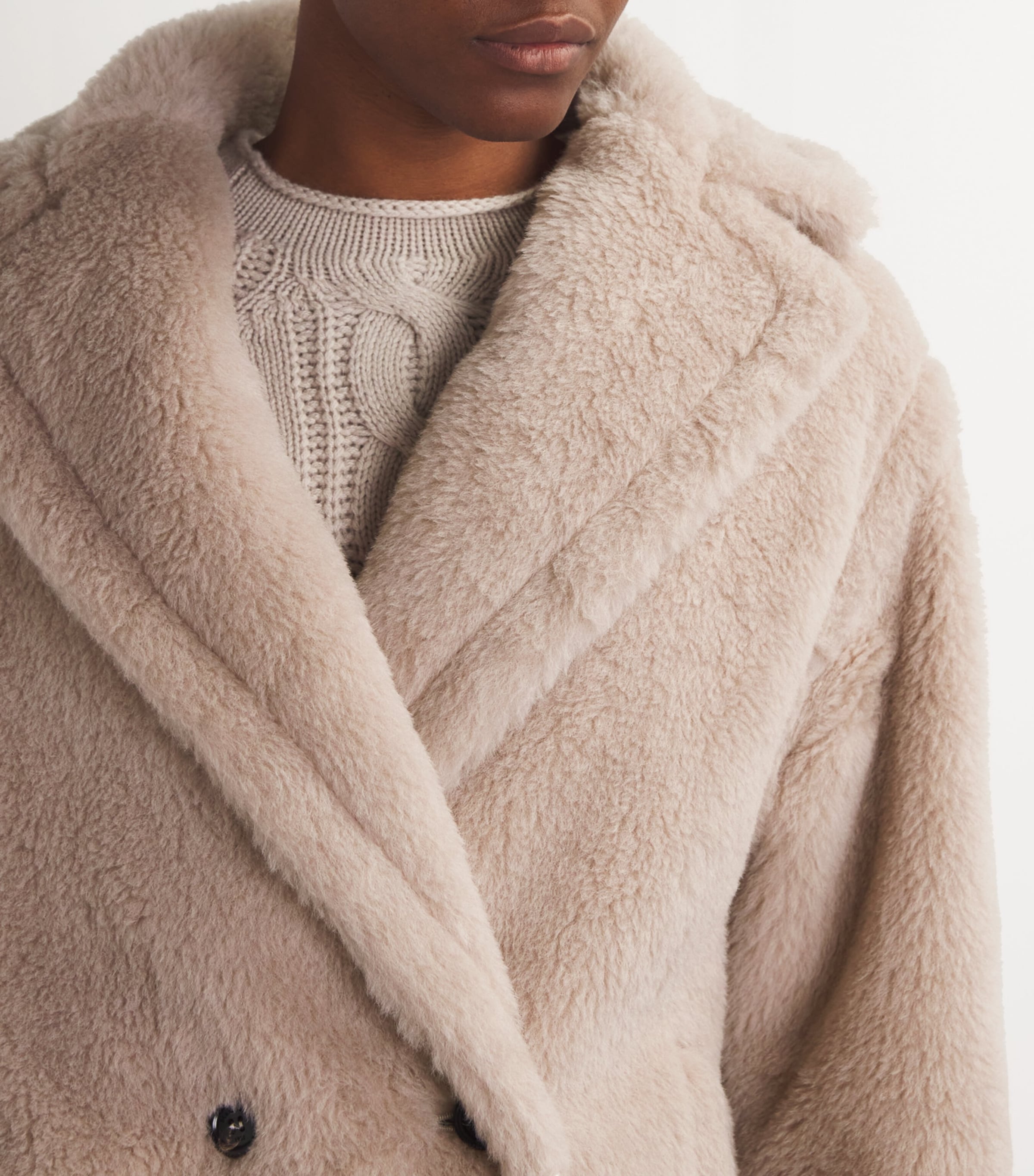 Cream Max Mara Shearling Coat Bear Coat Grey Cappotto Teddy Bear