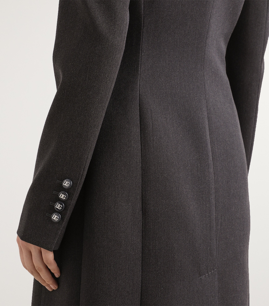 Virgin Wool Logo-Button Overcoat S8290-MELANGE GREY Image 5