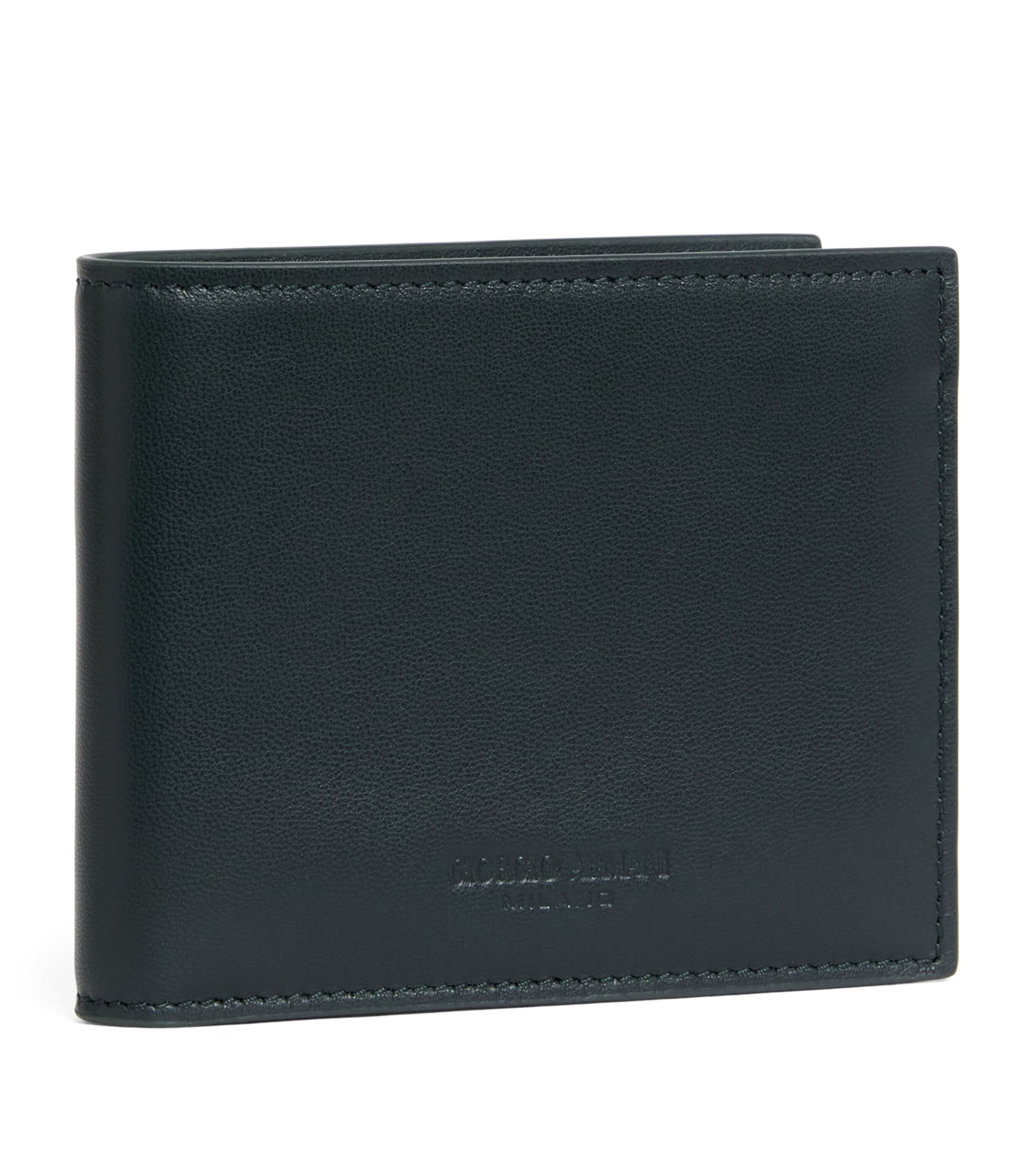Giorgio Armani Lamb Leather Bifold Wallet In Brown