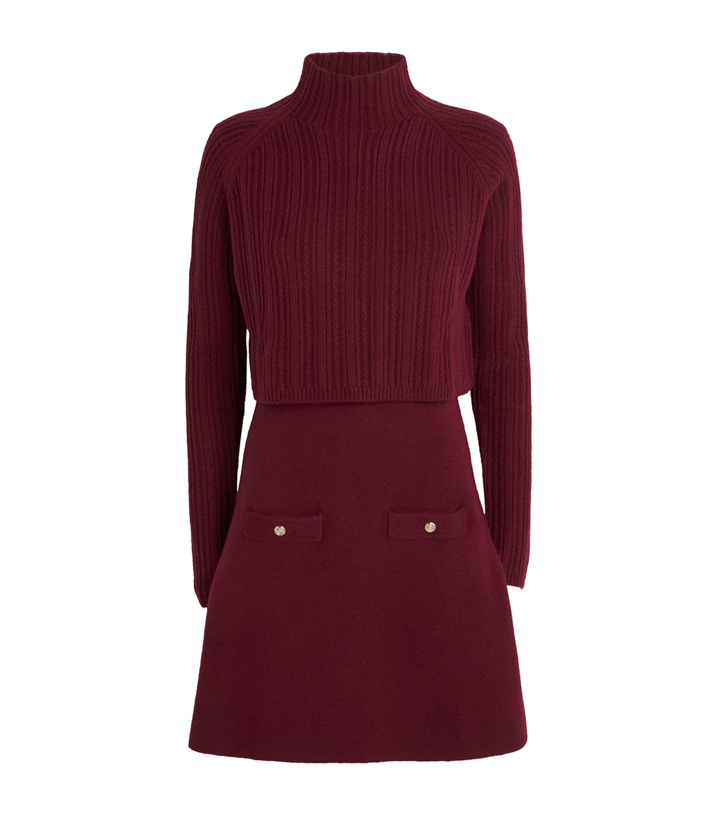 Maje Cable-knit Sweater Mini Dress In Red