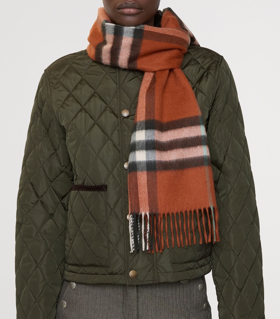 Cashmere Check Scarf BRICK ORANGE Image 3