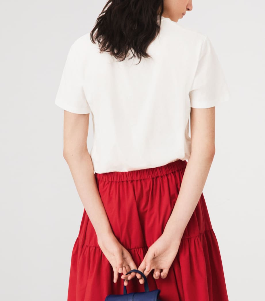 Maje Womens Cotton Embroidered T-Shirt White Image 4