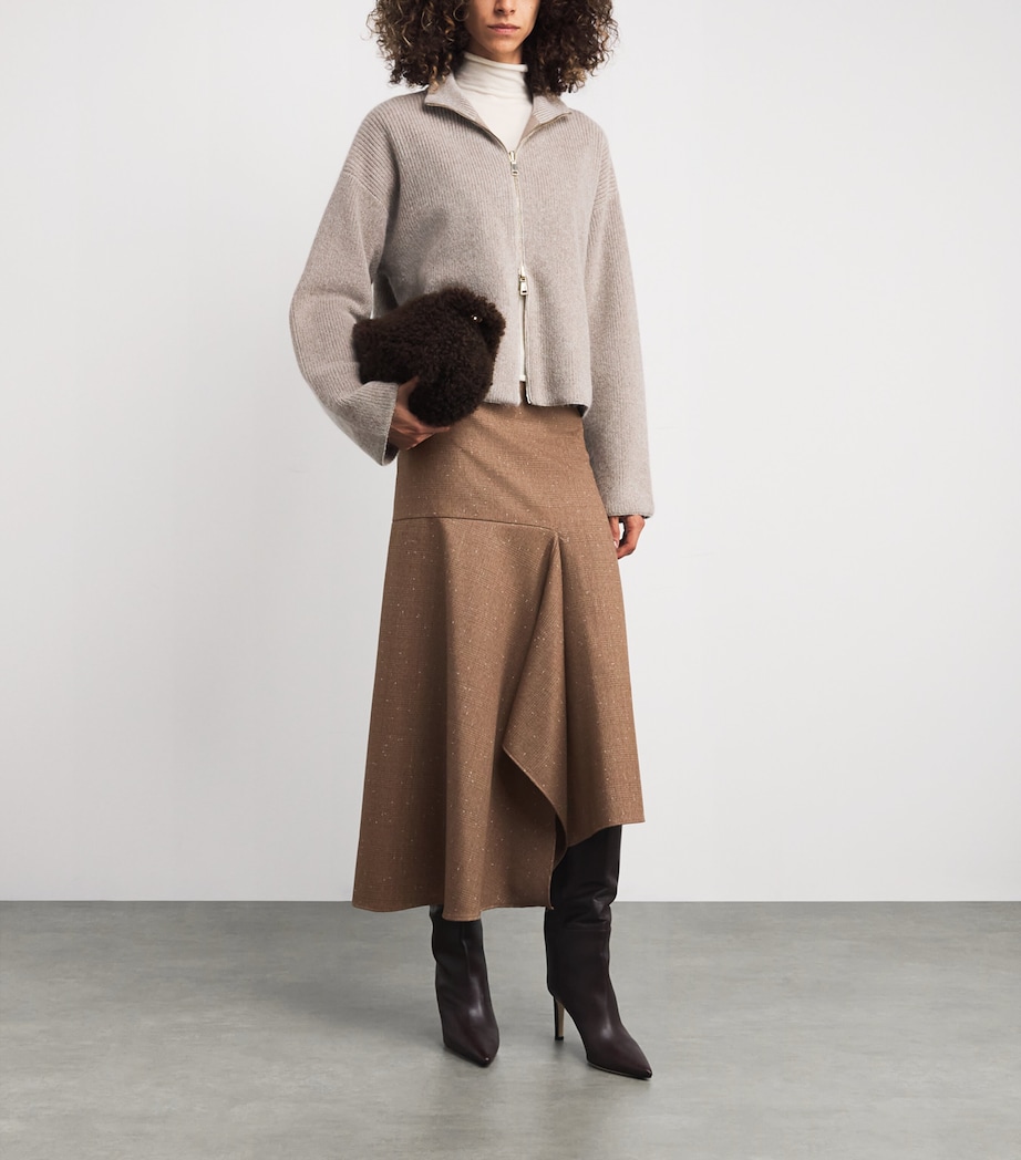 Virgin Wool Asymmetric Midi Skirt VR1 CAMMELLO Image 2