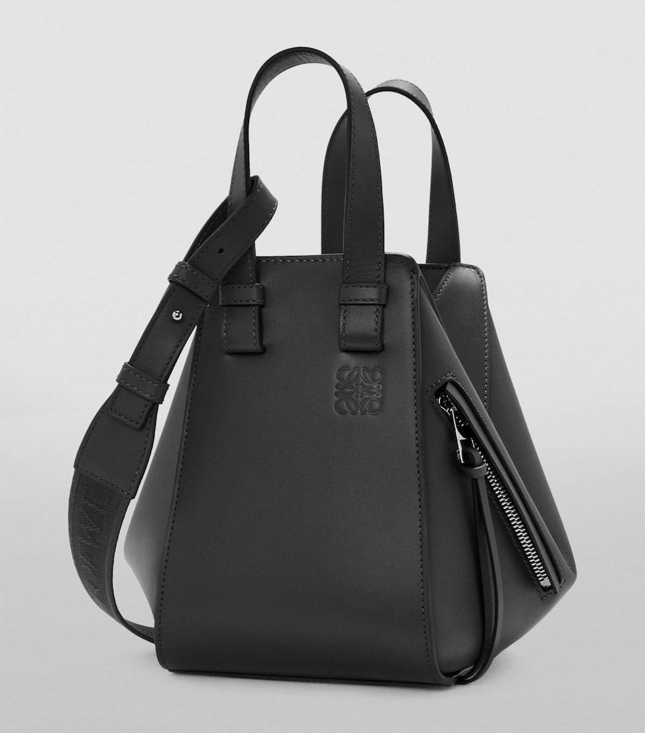 Leather Compact Hammock Top-Handle Bag BLACK Image 2