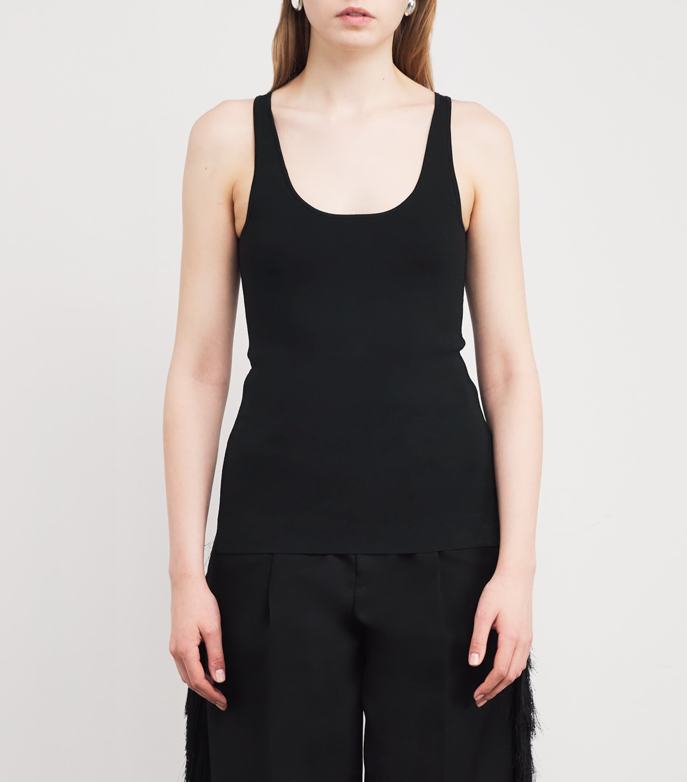 Rib-Knit Tank Top BLACK 001 Image 3