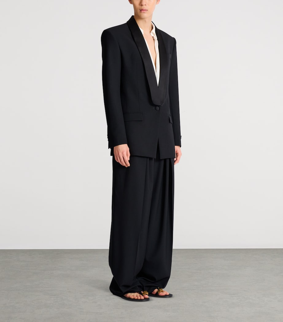 Balmain Mens Wool Shawl-Lapel Tuxedo Jacket Eap Noir/noir Image 4