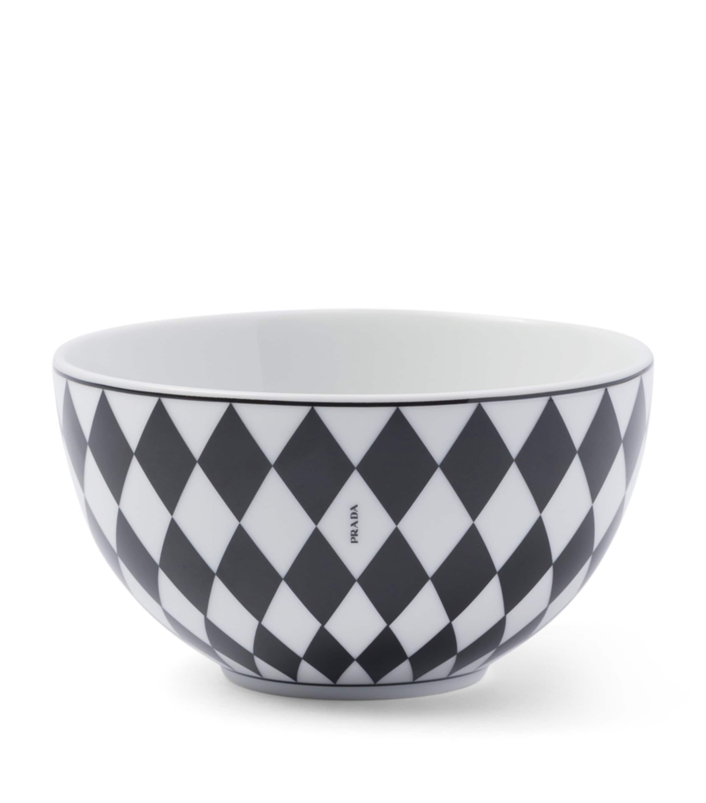 Set of 2 Porcelain Chequerboard Cereal Bowls (12cm) F0E5W Image 2