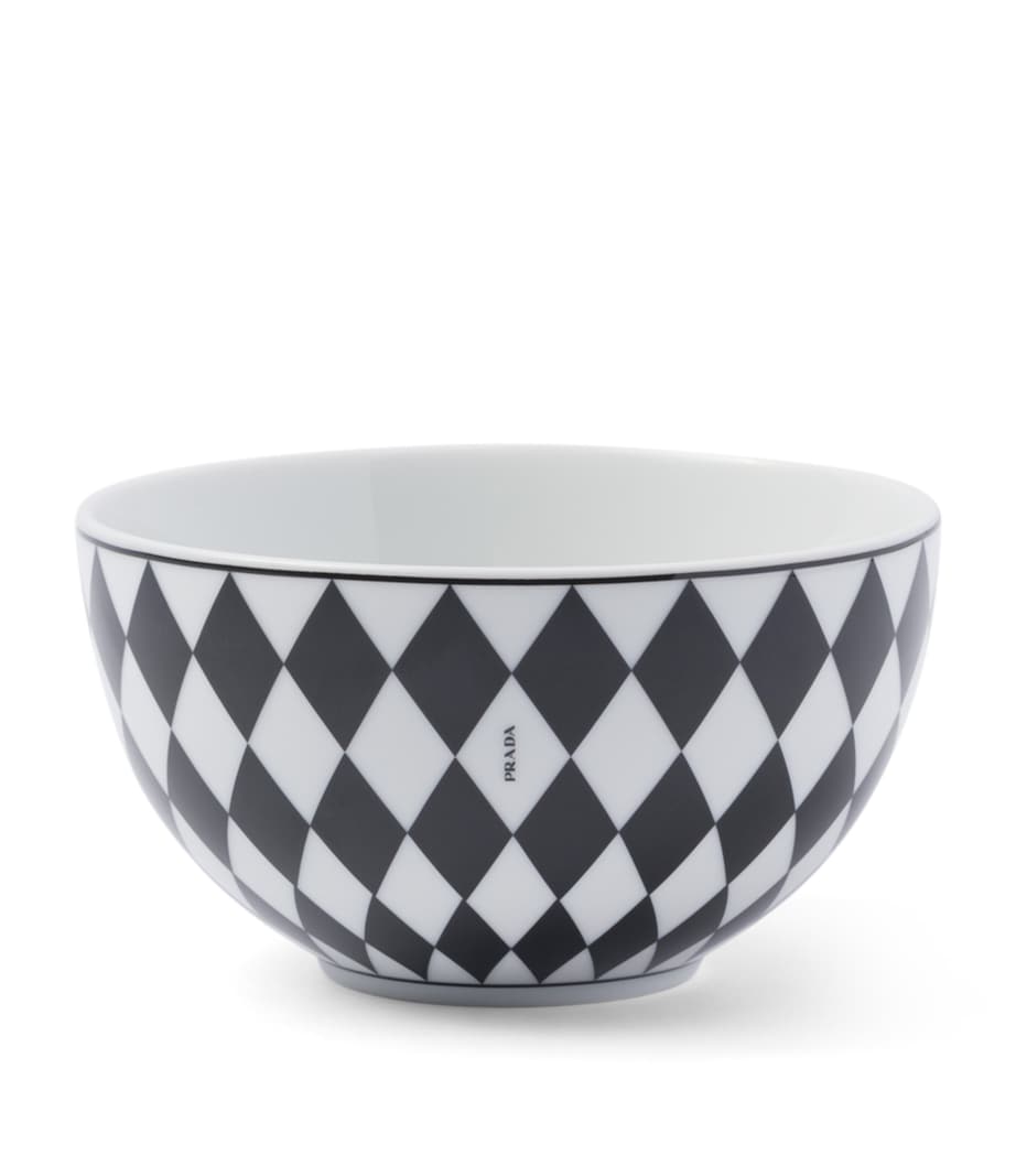 Set of 2 Porcelain Chequerboard Cereal Bowls (12cm) F0E5W Image 2