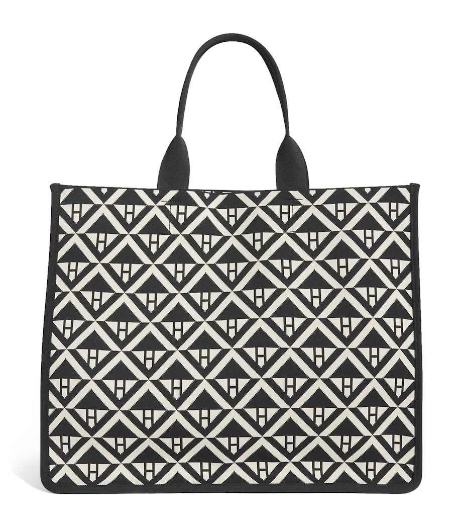 Large Geometric Tote Bag BLACK Image 1