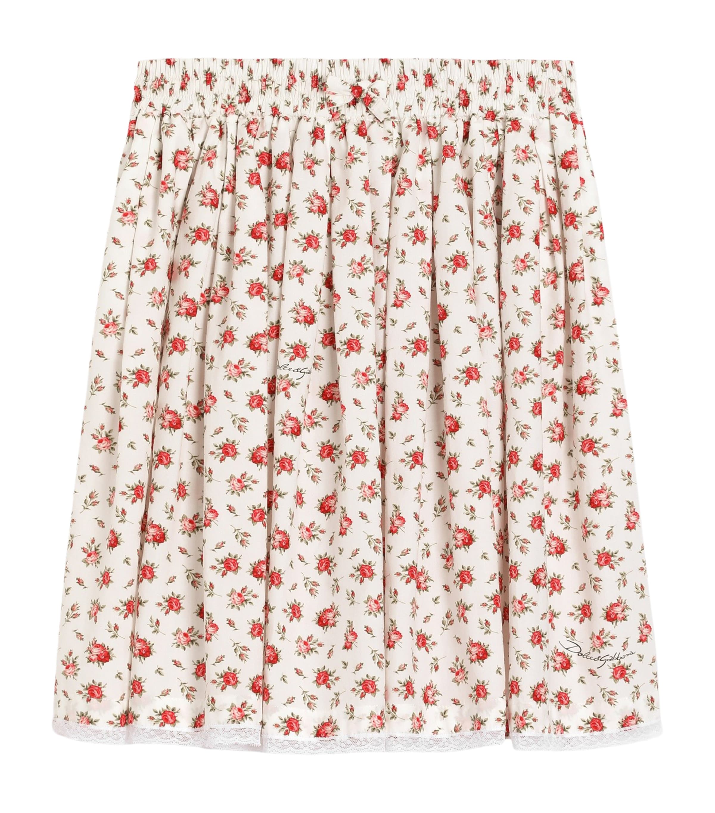 Dolce&Gabbana Kids Cotton Rose Print Skirt (8-12+ Years) Roselline F.bc Image 1