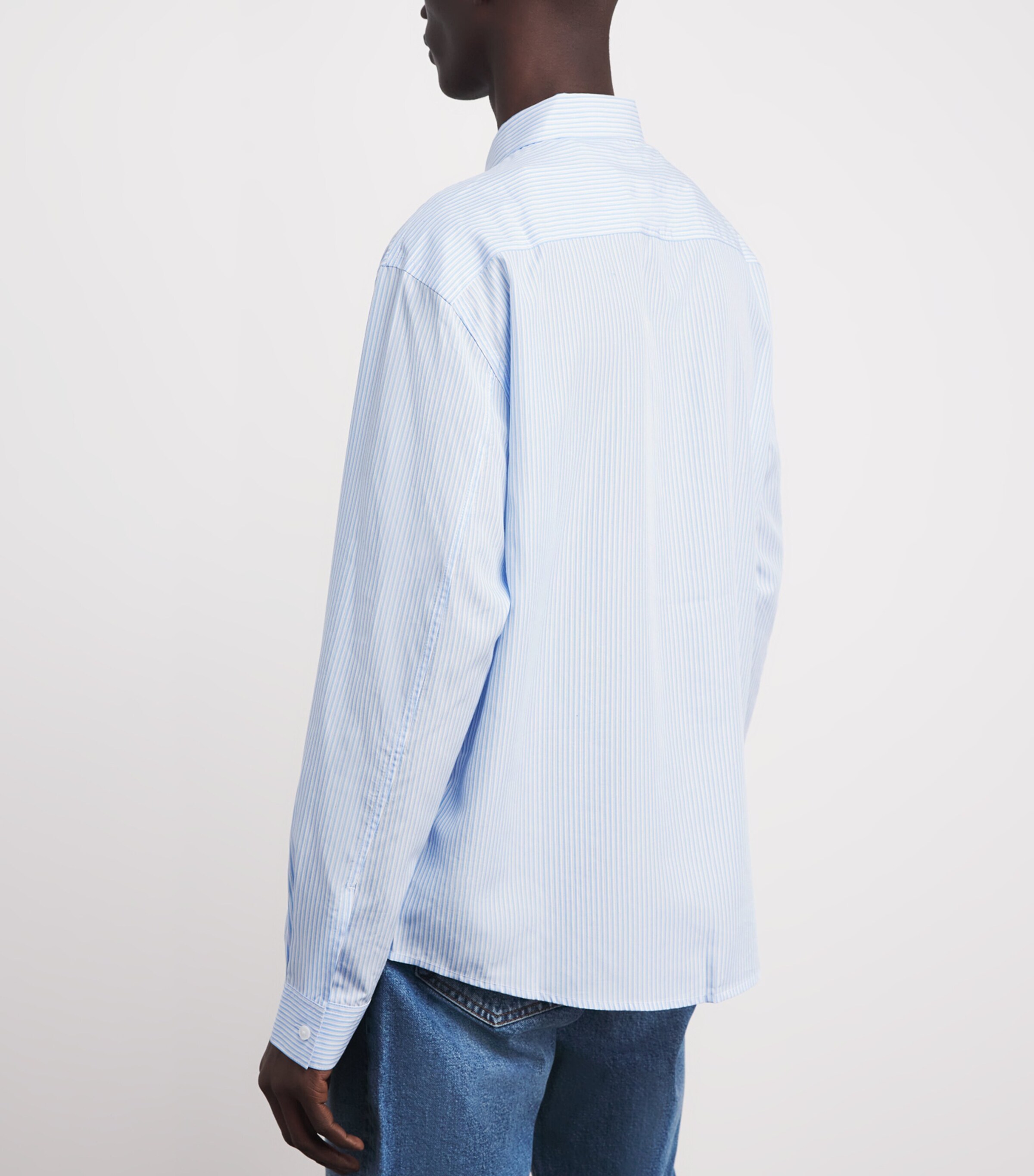 FRAME Mens Relaxed Stripe Shirt Blue Stripe Image 5