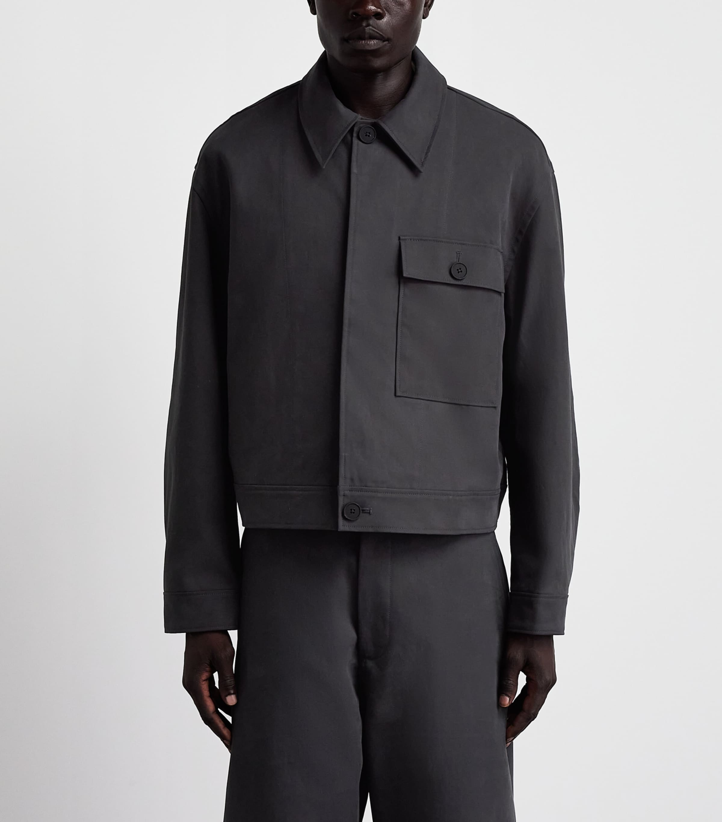 Studio Nicholson Mens Cotton Concealed Placket Overshirt Ore Image 4
