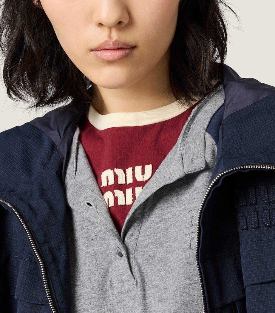 Miu Miu Womens Cotton Jersey Henley T-Shirt Image 6