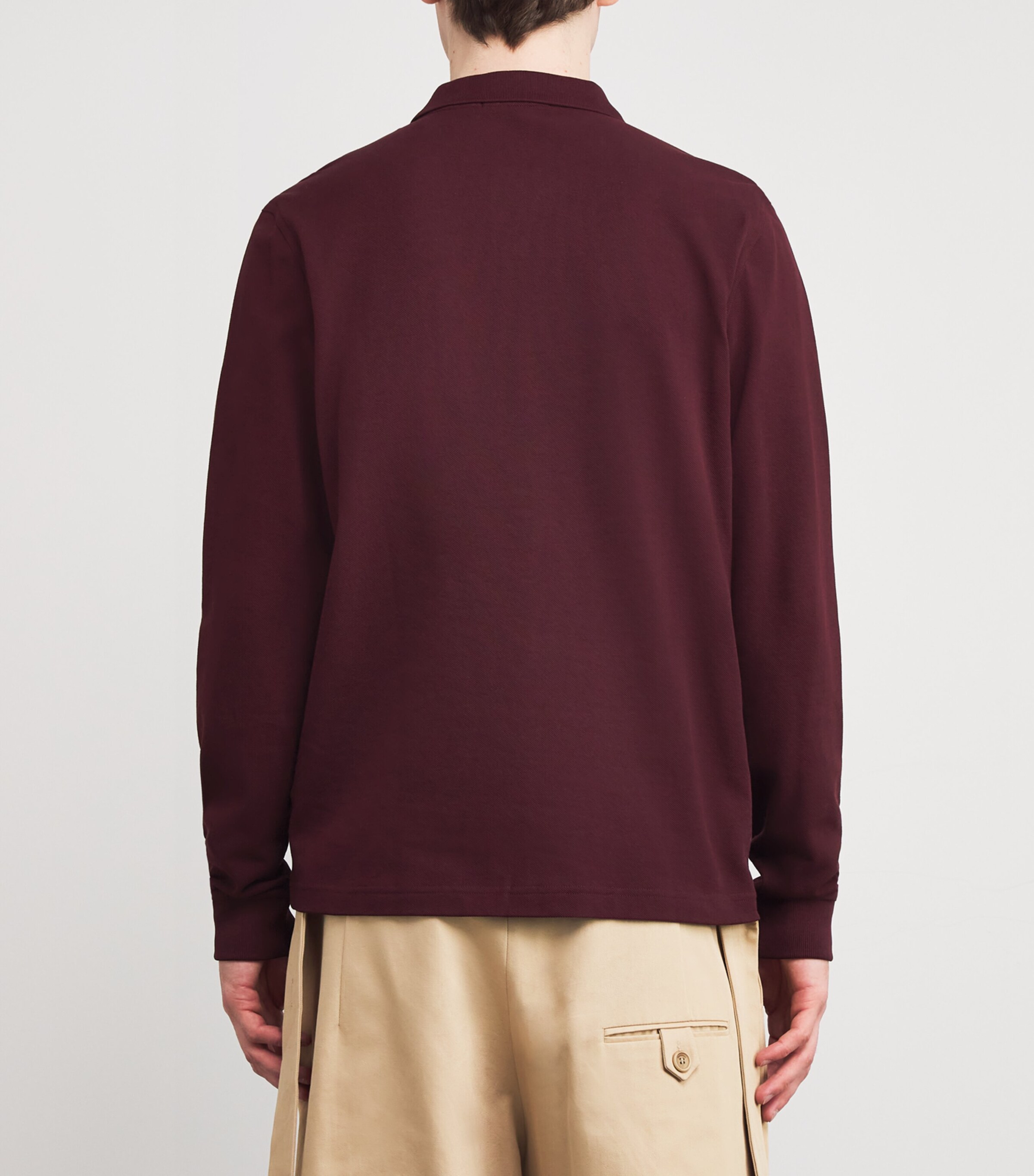Fred Perry Mens Cotton Embroidered Half-Zip Sweatshirt Oxblood Image 4