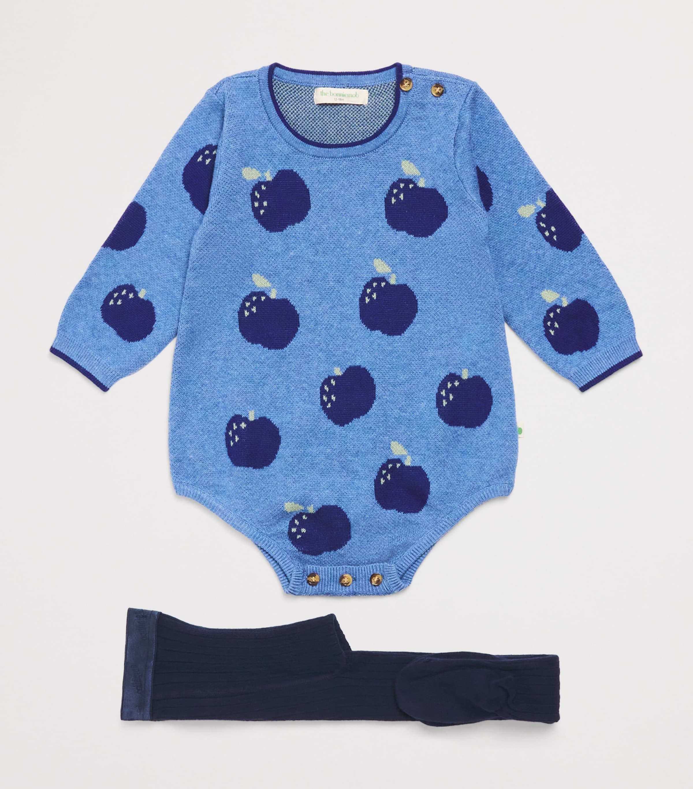 the bonnie mob x Collegien Bodysuit and Tights Set (0-24 Months) Dusty Blue Image 2