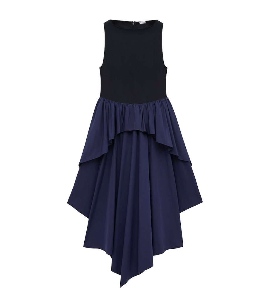 LOEWE Womens x Paula’s Ibiza Cotton Asymmetric Midi Dress Black/navy Image 1
